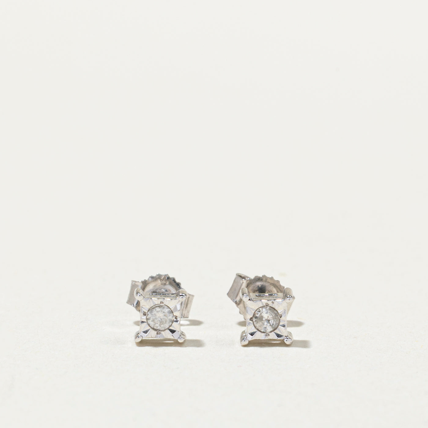 10K Illusion Set Diamond Square Stud Earrings | 0.05ctw
