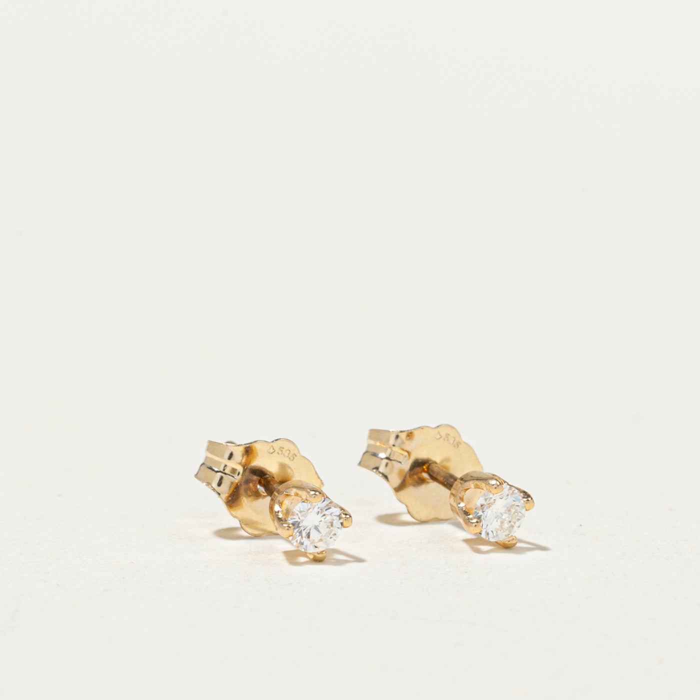 14K Solitaire Diamond Petite Stud Earrings | 0.12ctw