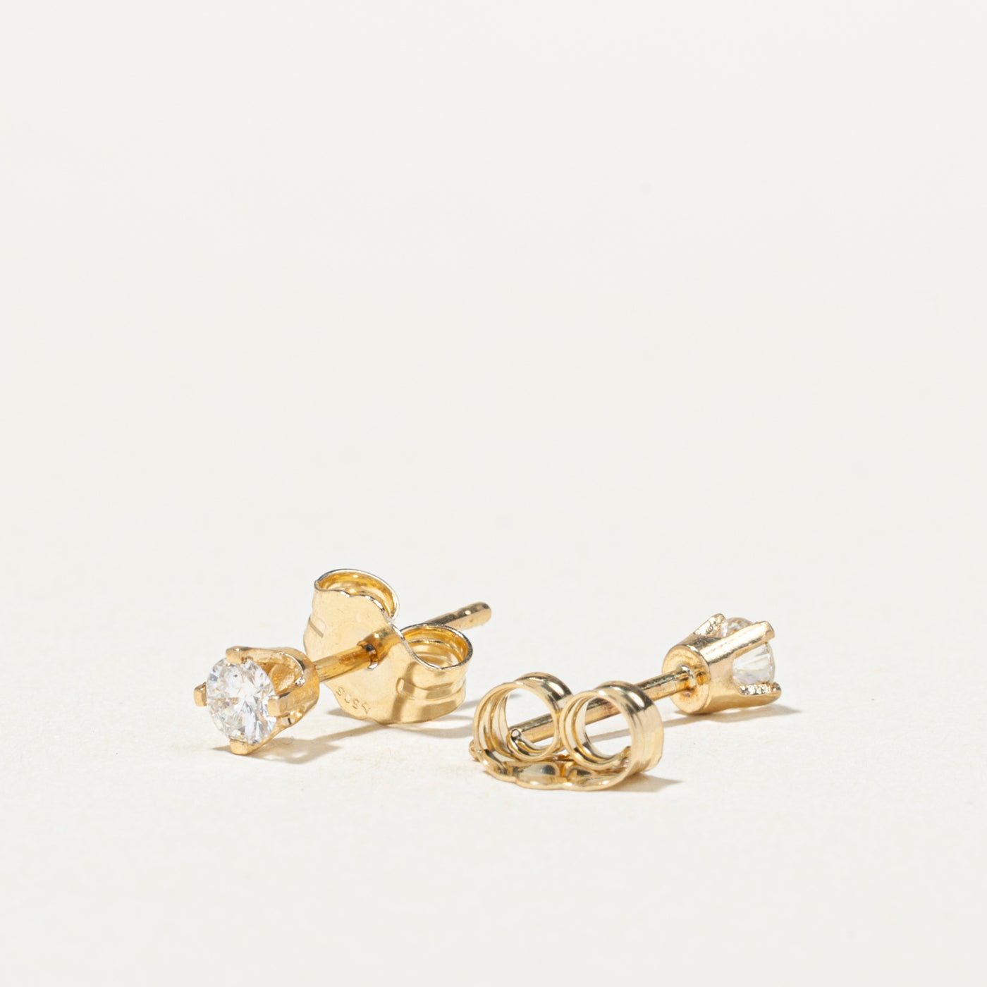 14K Yellow Gold Solitaire Diamond Stud Earrings | 0.15ctw