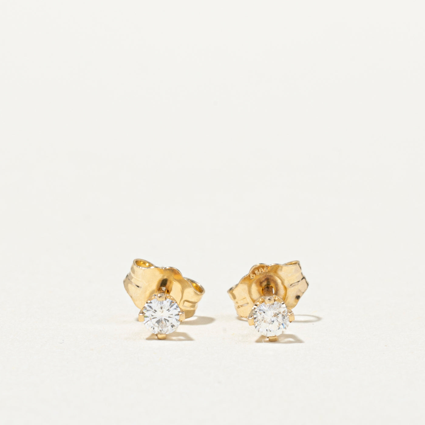 14K Yellow Gold Solitaire Diamond Stud Earrings | 0.15ctw