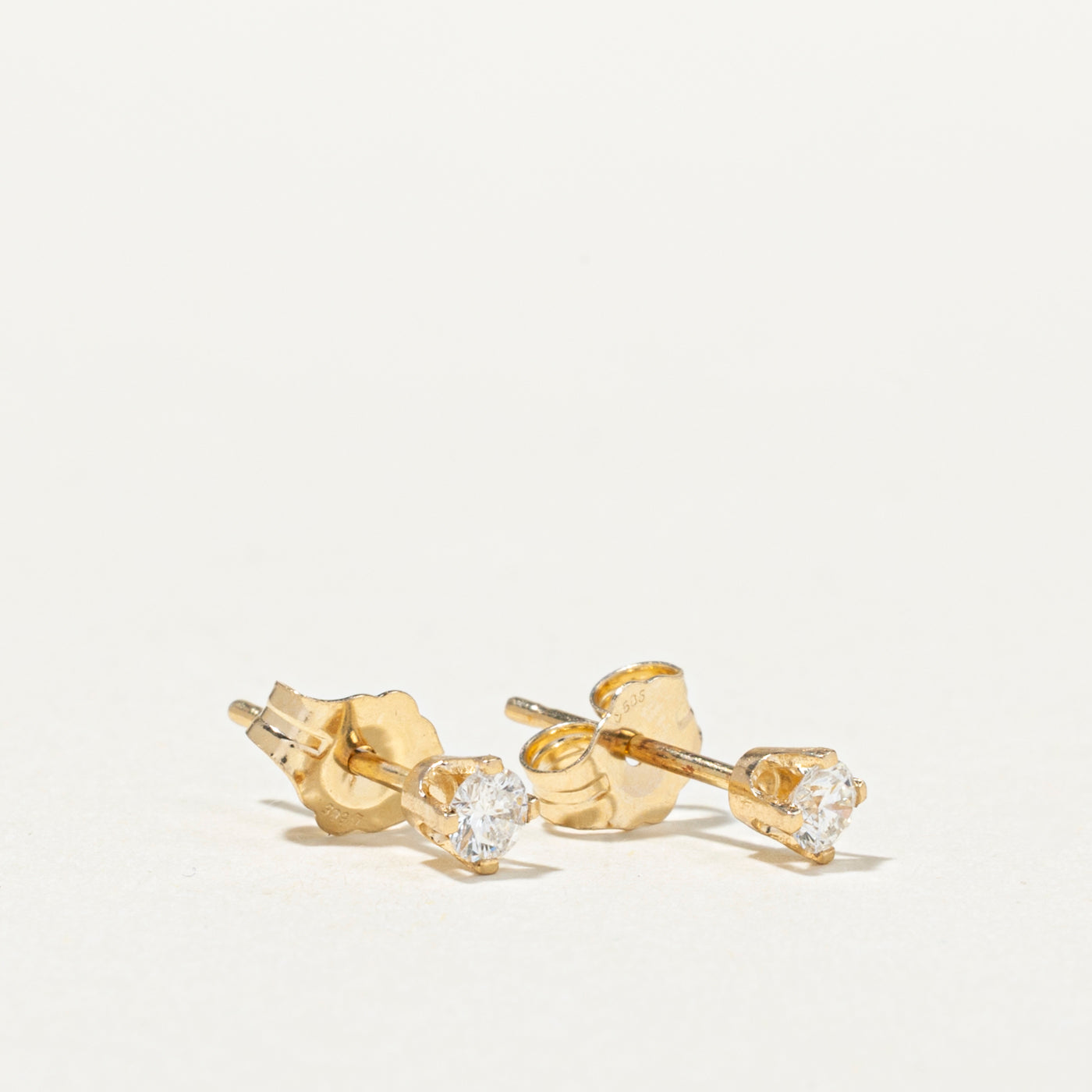 14K Yellow Gold Solitaire Diamond Stud Earrings | 0.15ctw