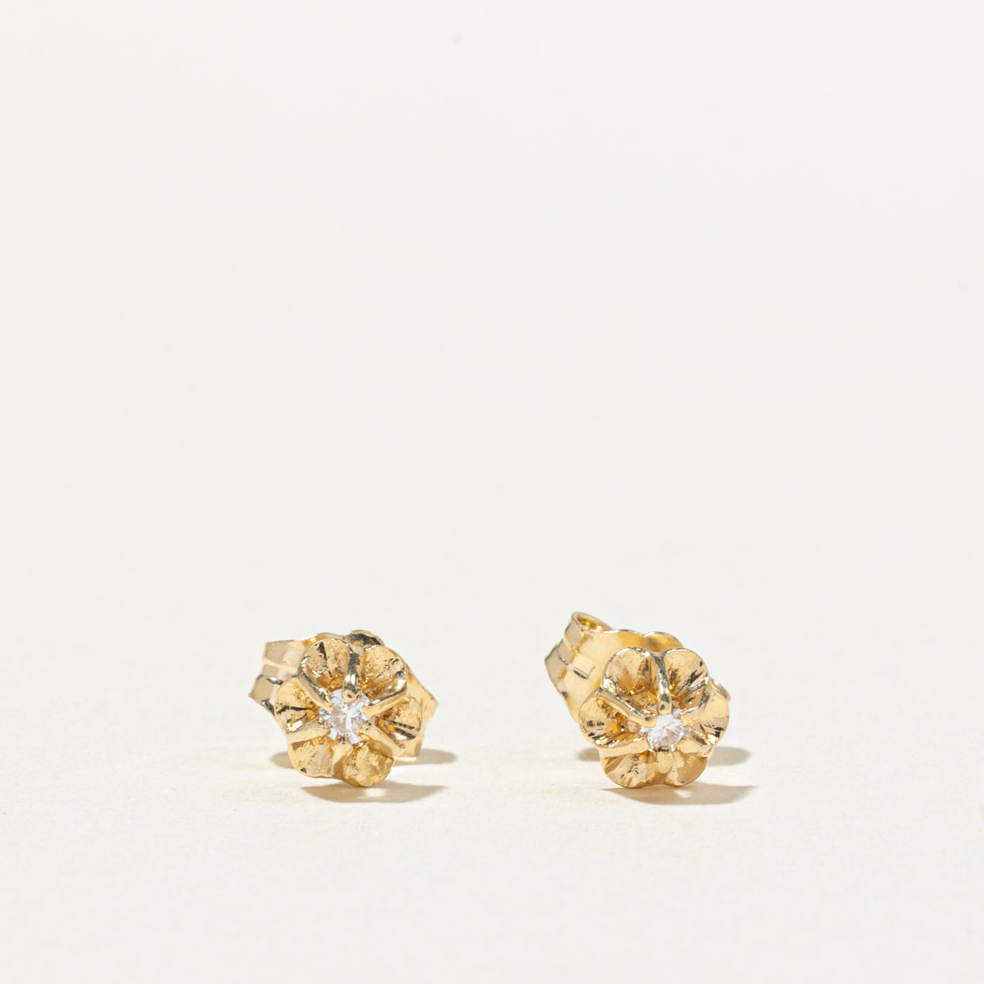 14K Belcher Set Diamond Petite Stud Earrings | 0.04ctw