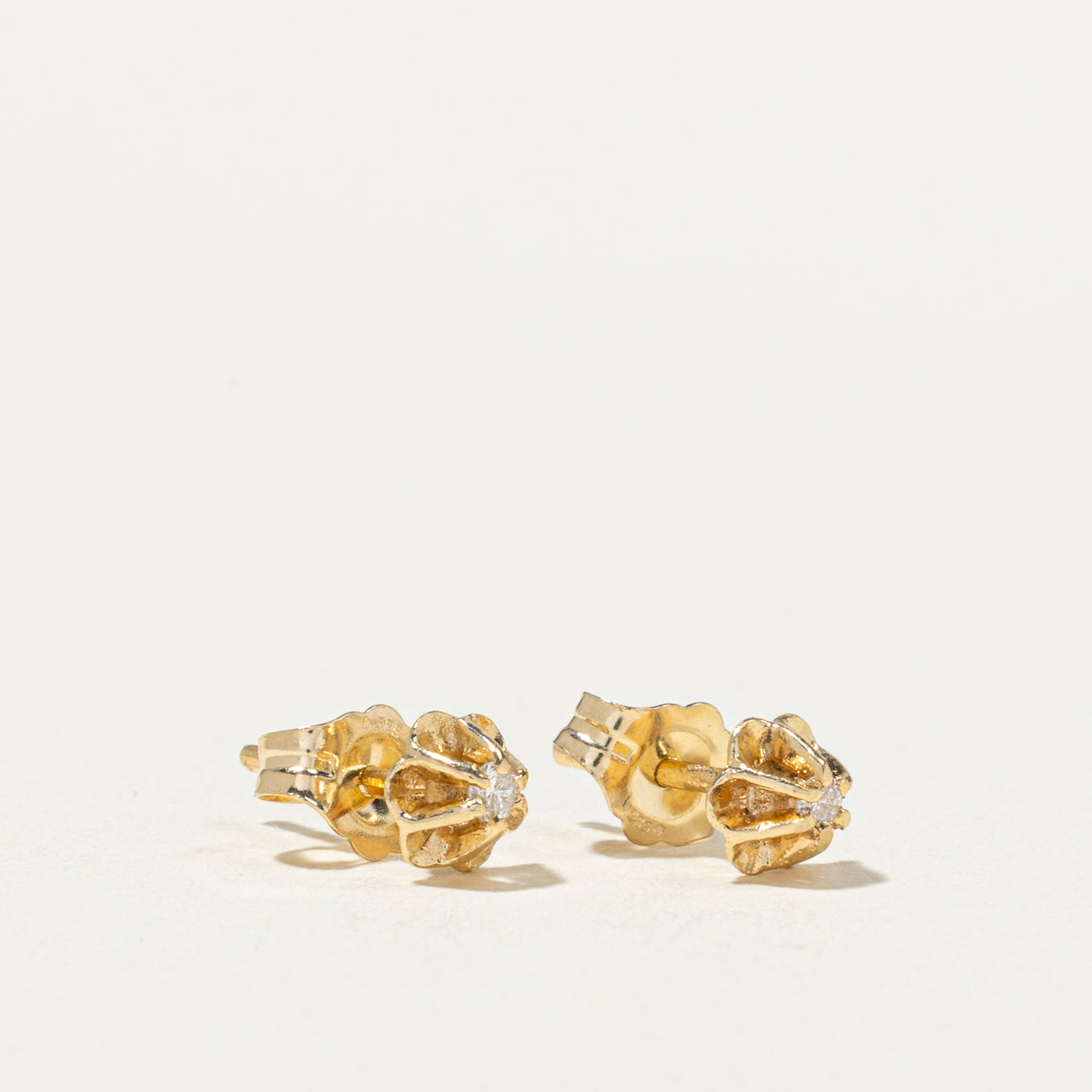 14K Belcher Set Diamond Petite Stud Earrings | 0.04ctw