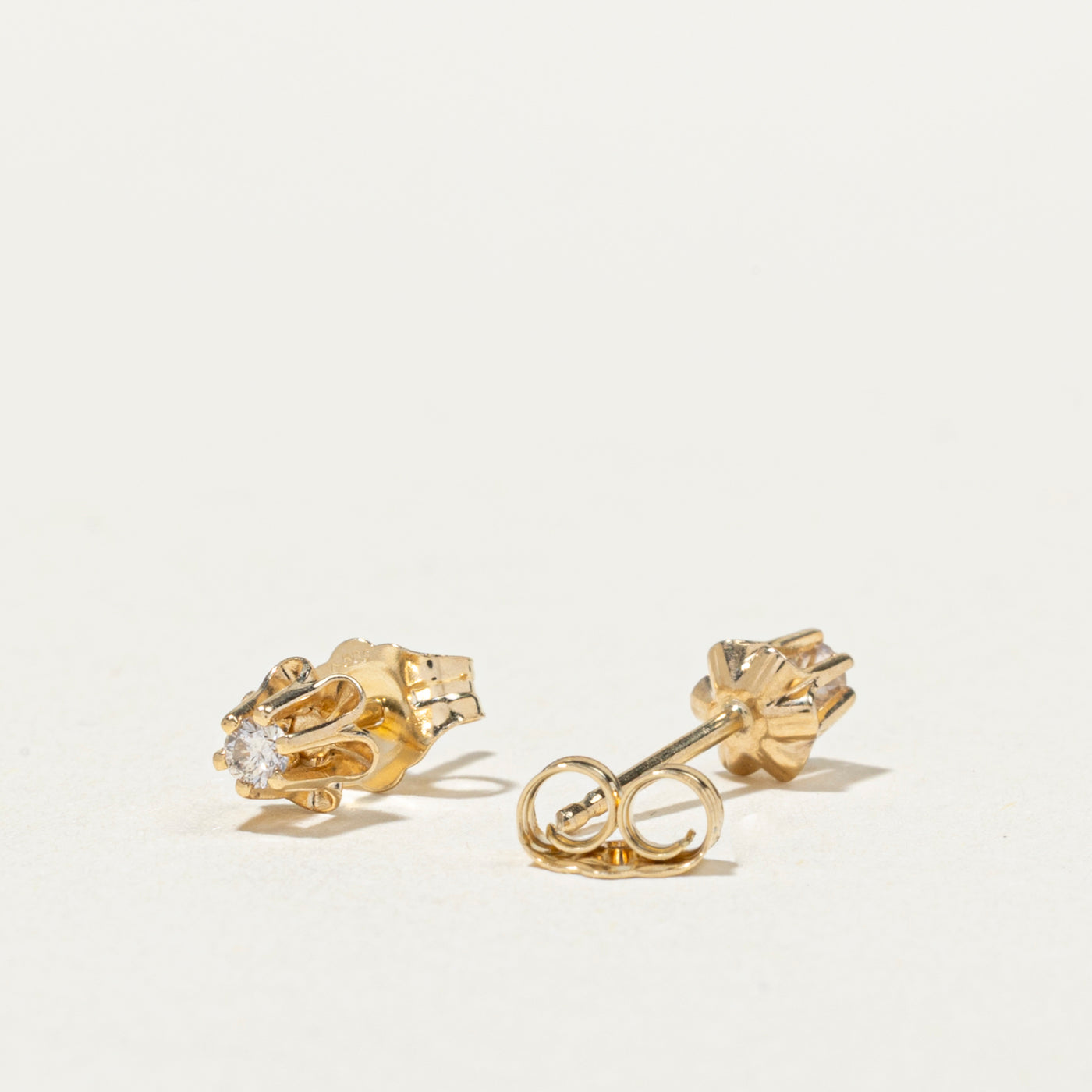 14K Belcher Set Diamond Petite Stud Earrings | 0.04ctw