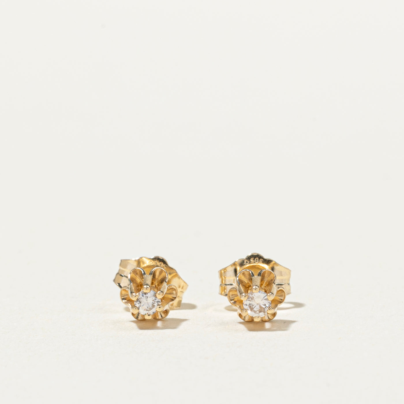 14K Belcher Set Diamond Stud Earrings | 0.06ctw