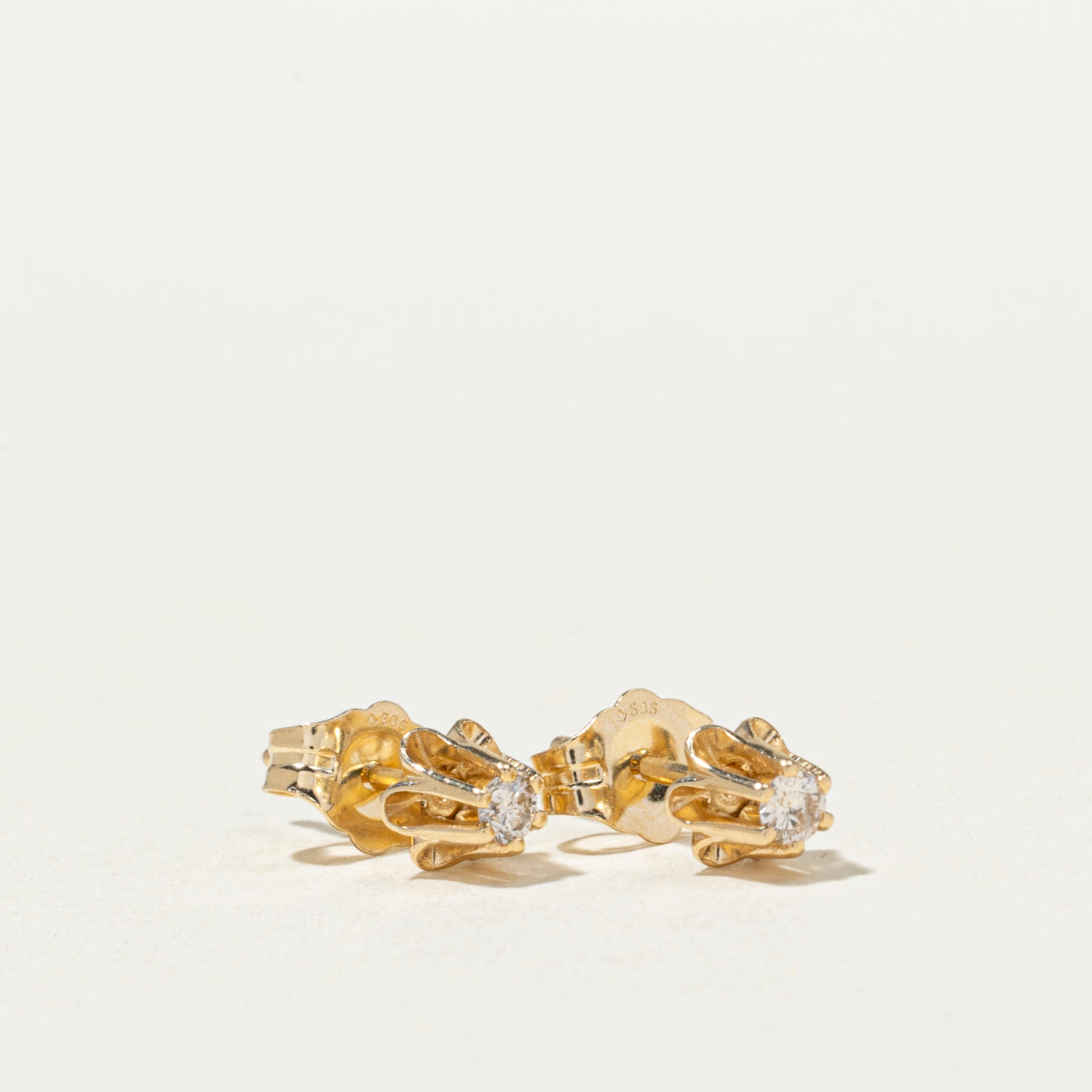 14K Belcher Set Diamond Stud Earrings | 0.06ctw