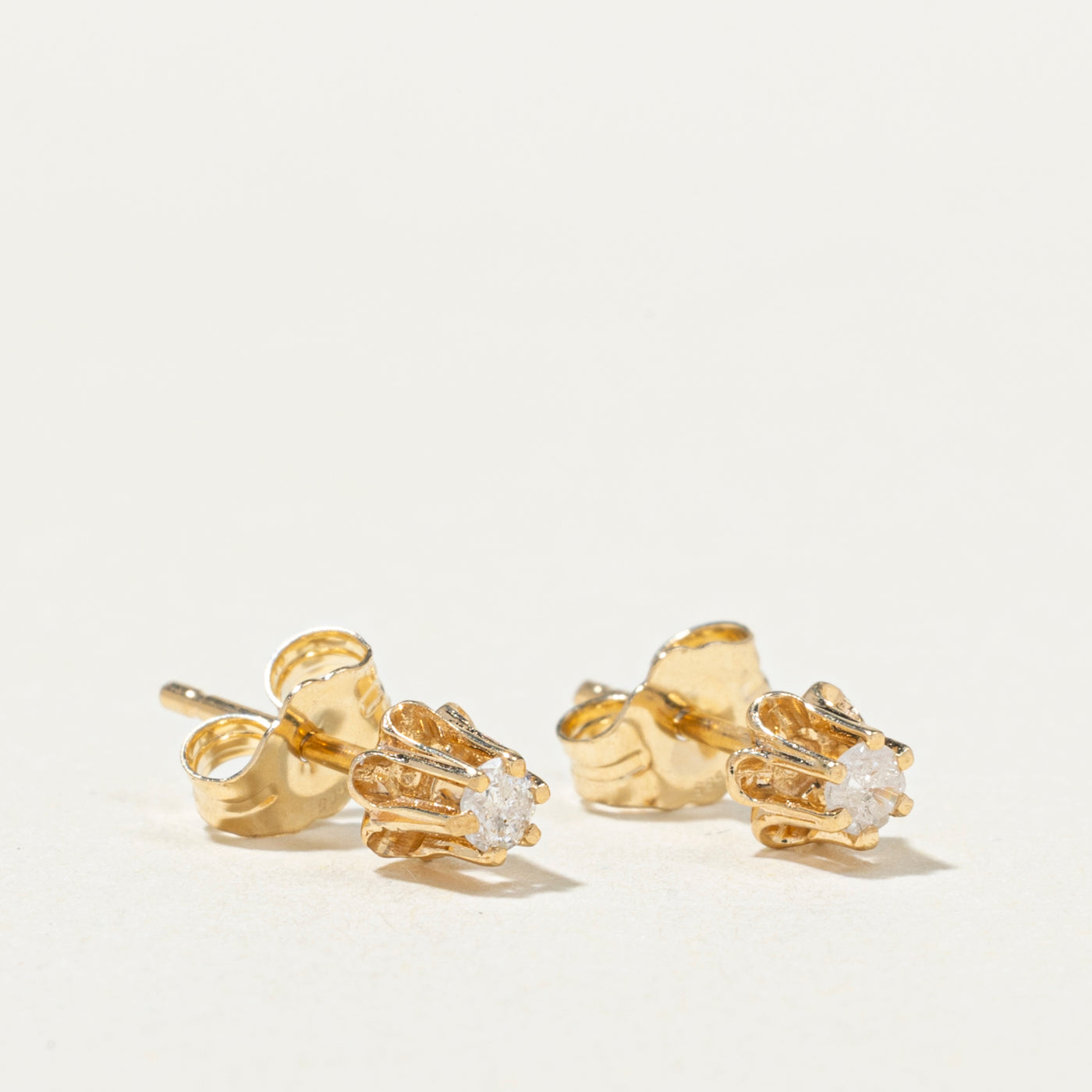 14K Belcher Set Diamond Stud Earrings | 0.10ctw