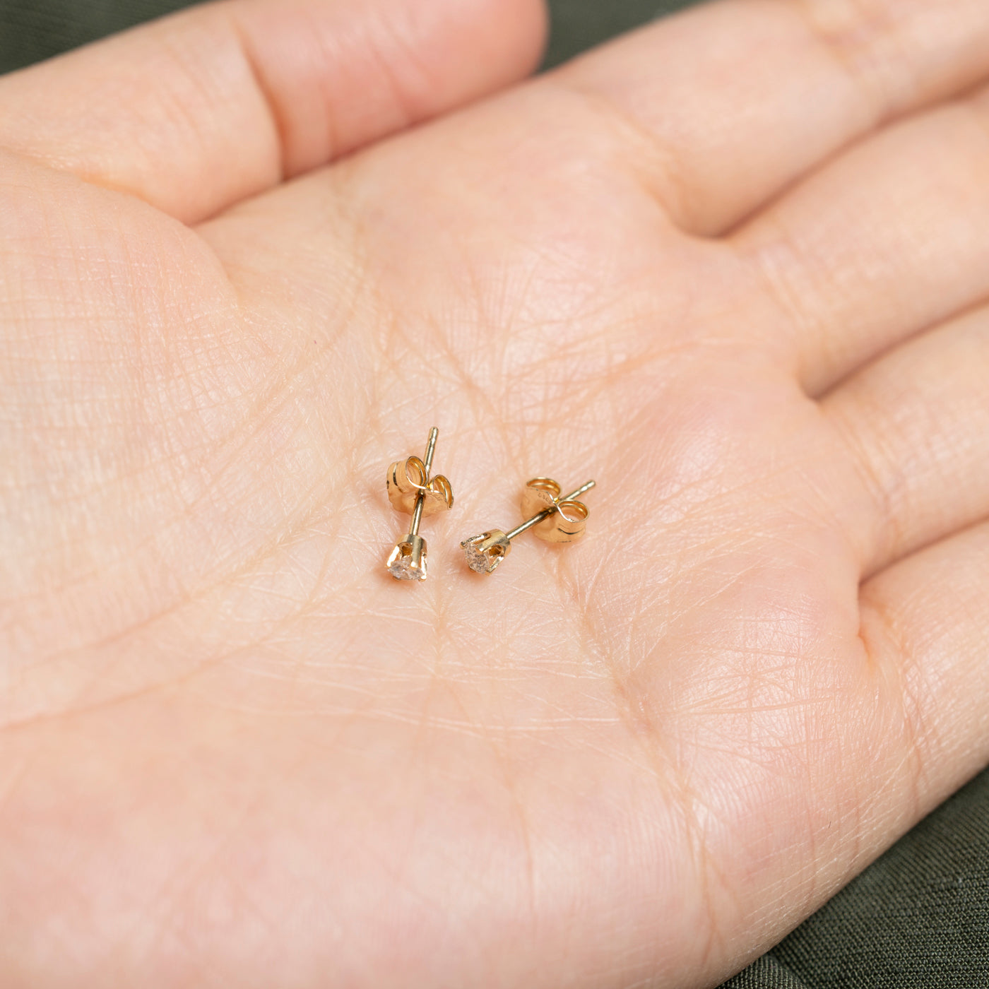 14K Yellow Gold Solitaire Diamond Stud Earrings | 0.15ctw