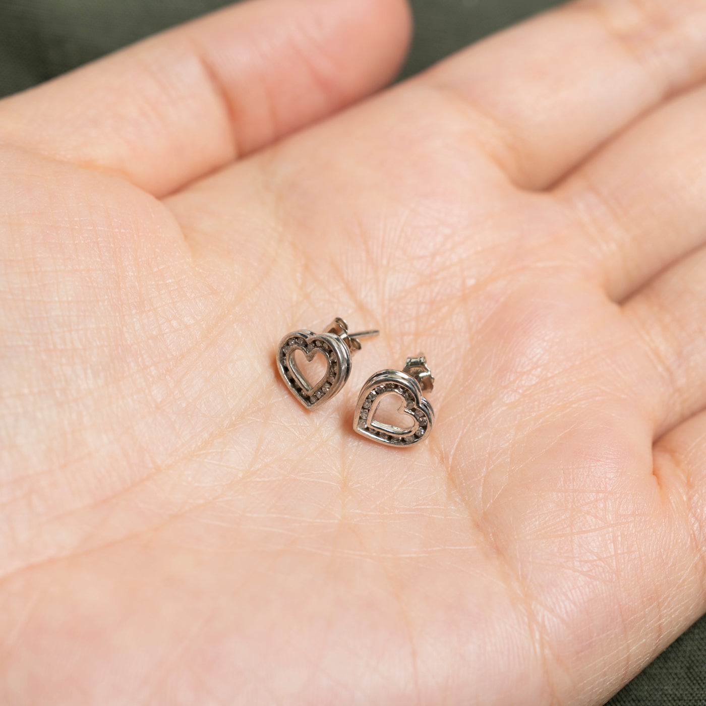 14K Diamond Open Heart Stud Earrings | 0.16ctw