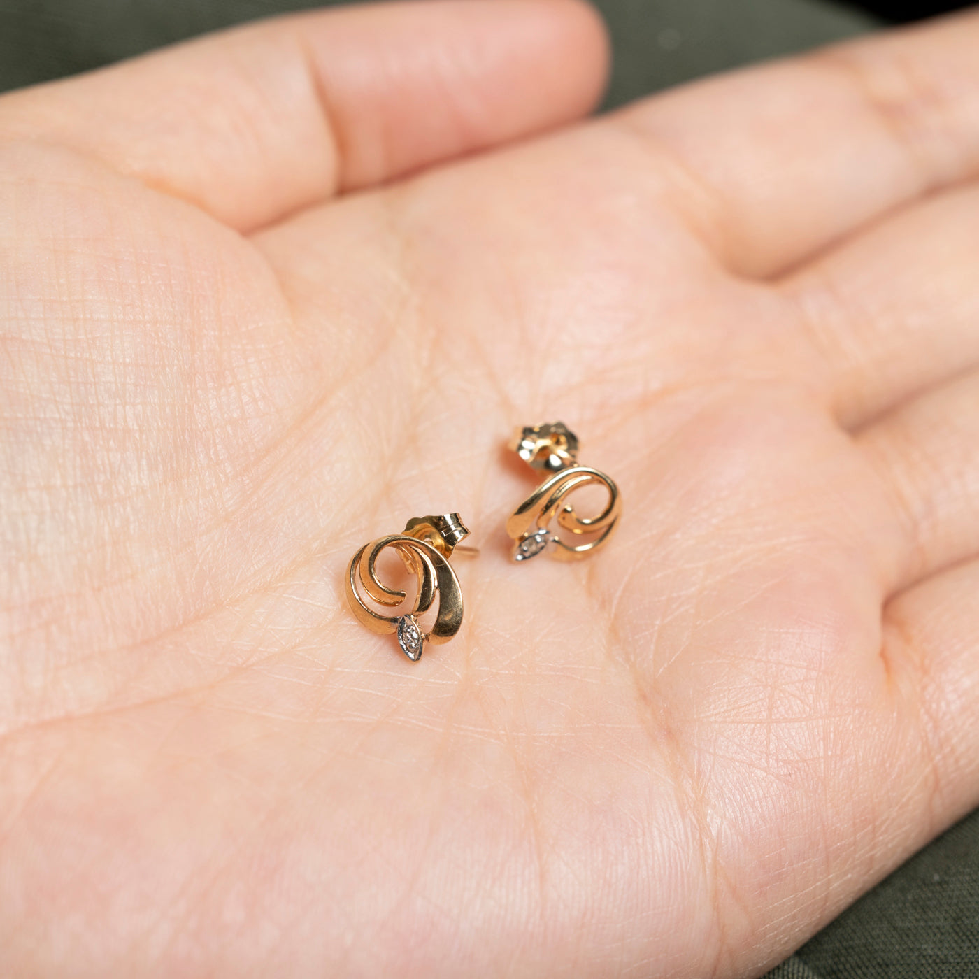 10K Diamond Swirl Stud Earrings | 0.02ctw