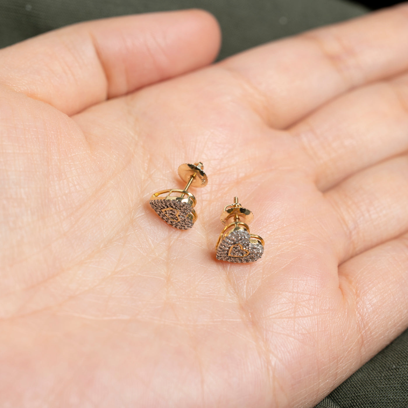 10K Diamond Heart Cluster Stud Earrings | 0.20ctw