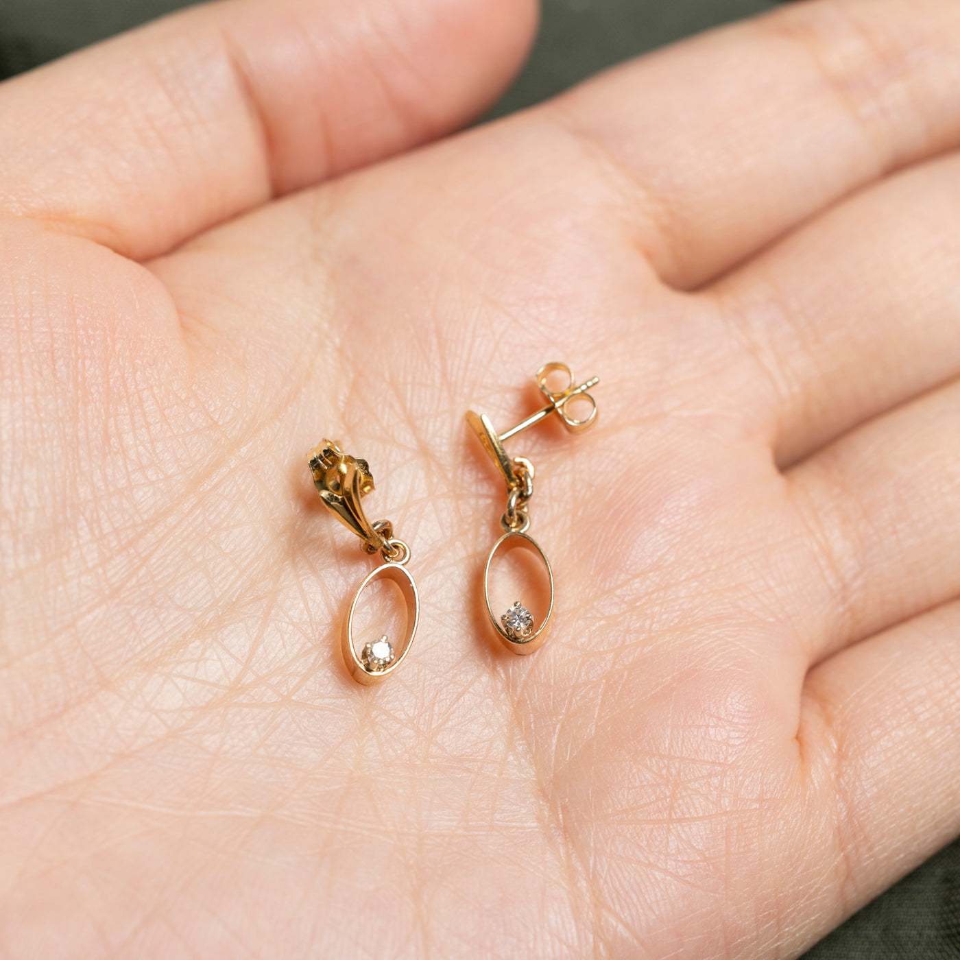 14K Diamond Open Oval Drop Earrings | 0.06ctw