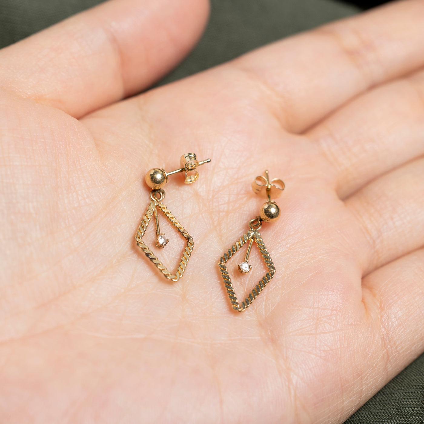 14K Diamond Geometric Drop Earrings | 0.05ctw