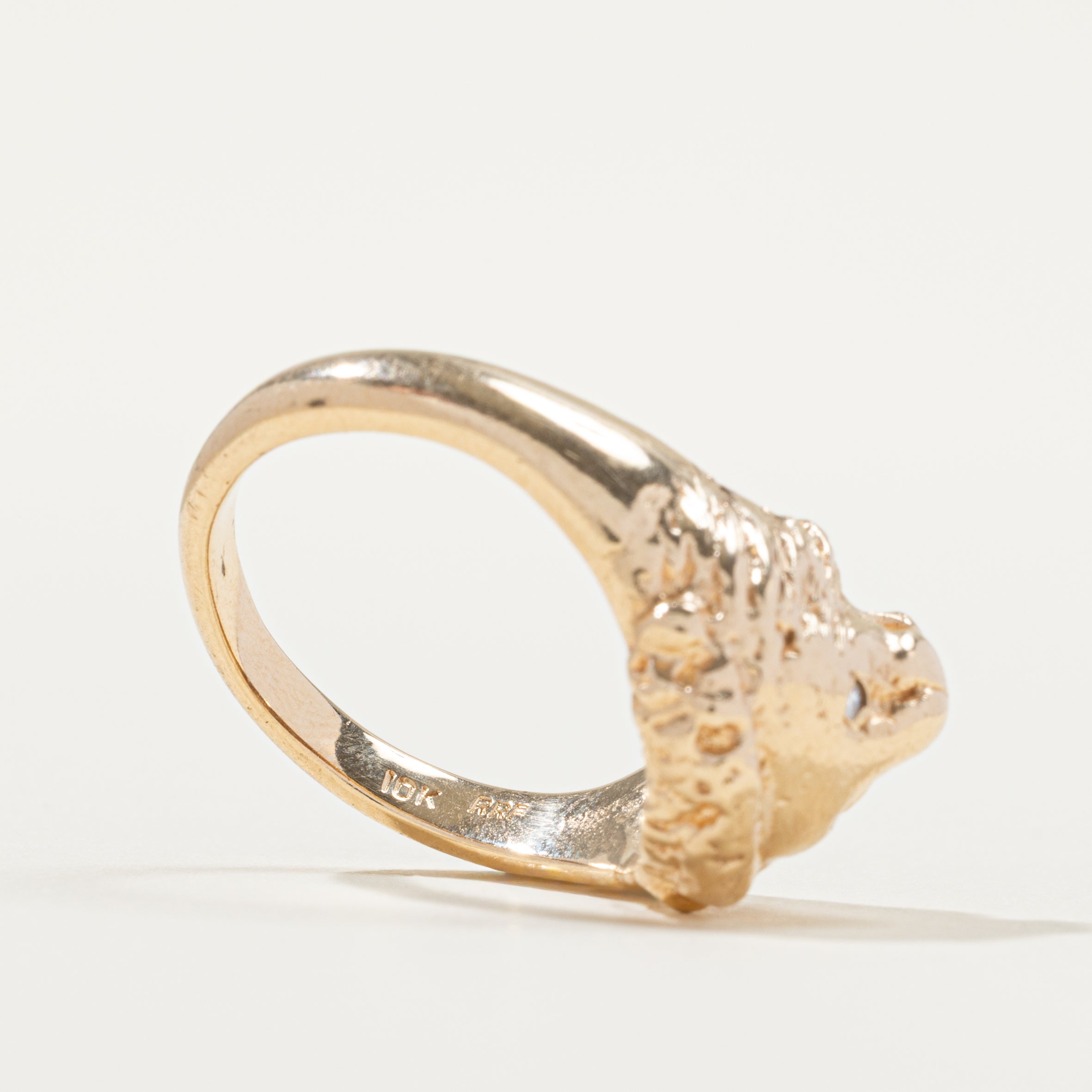 Diamond Lion Head Dome Ring | SZ 9.5 |