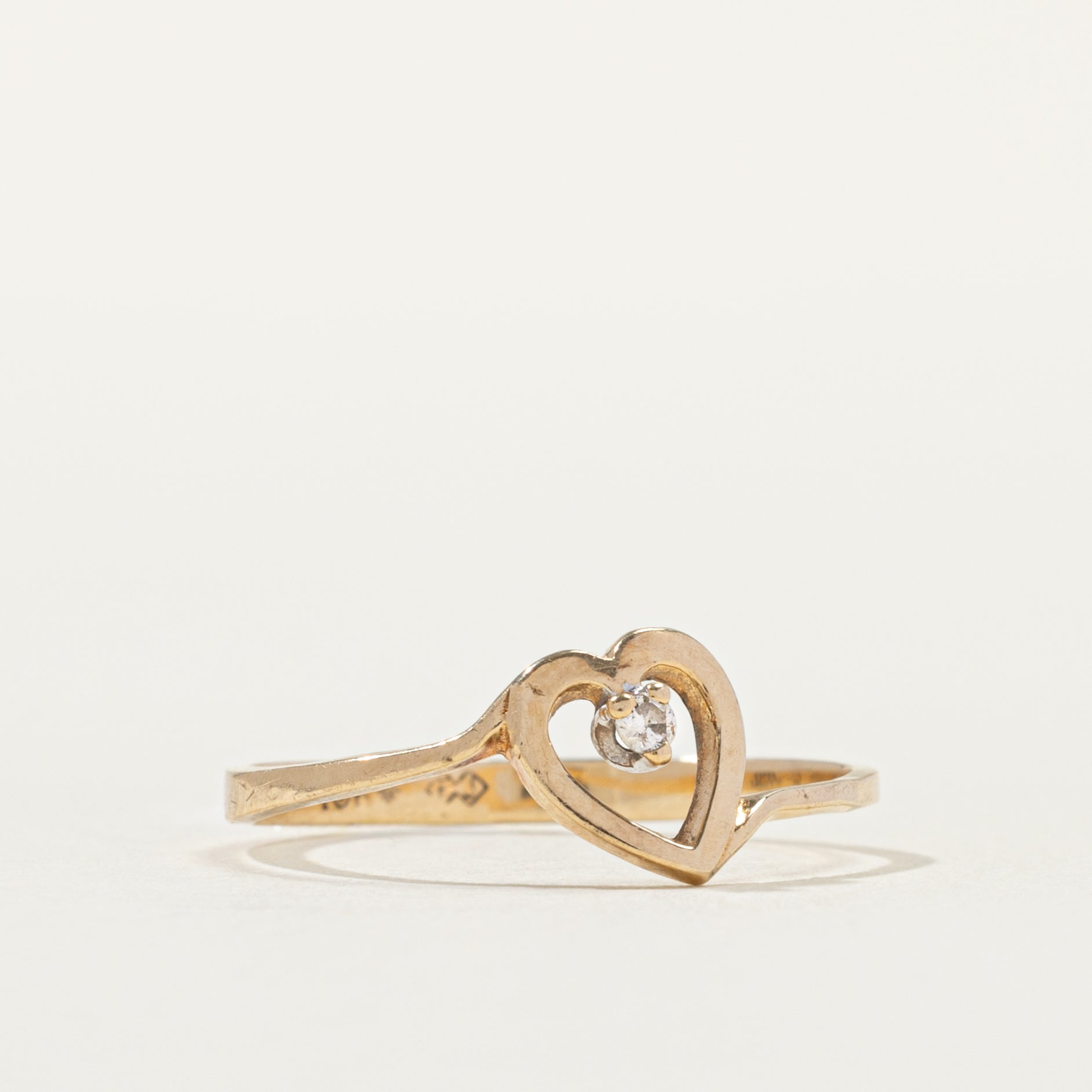 Heart Diamond Bypass Ring | SZ 4.75 |