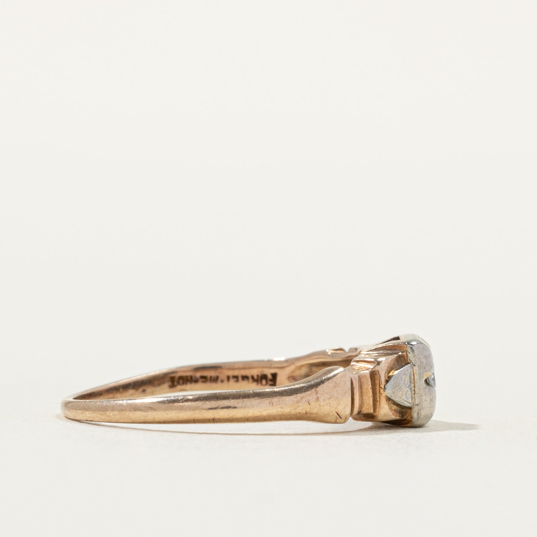 Two Tone Diamond Grooved Geometric Ring | SZ 5.75 |