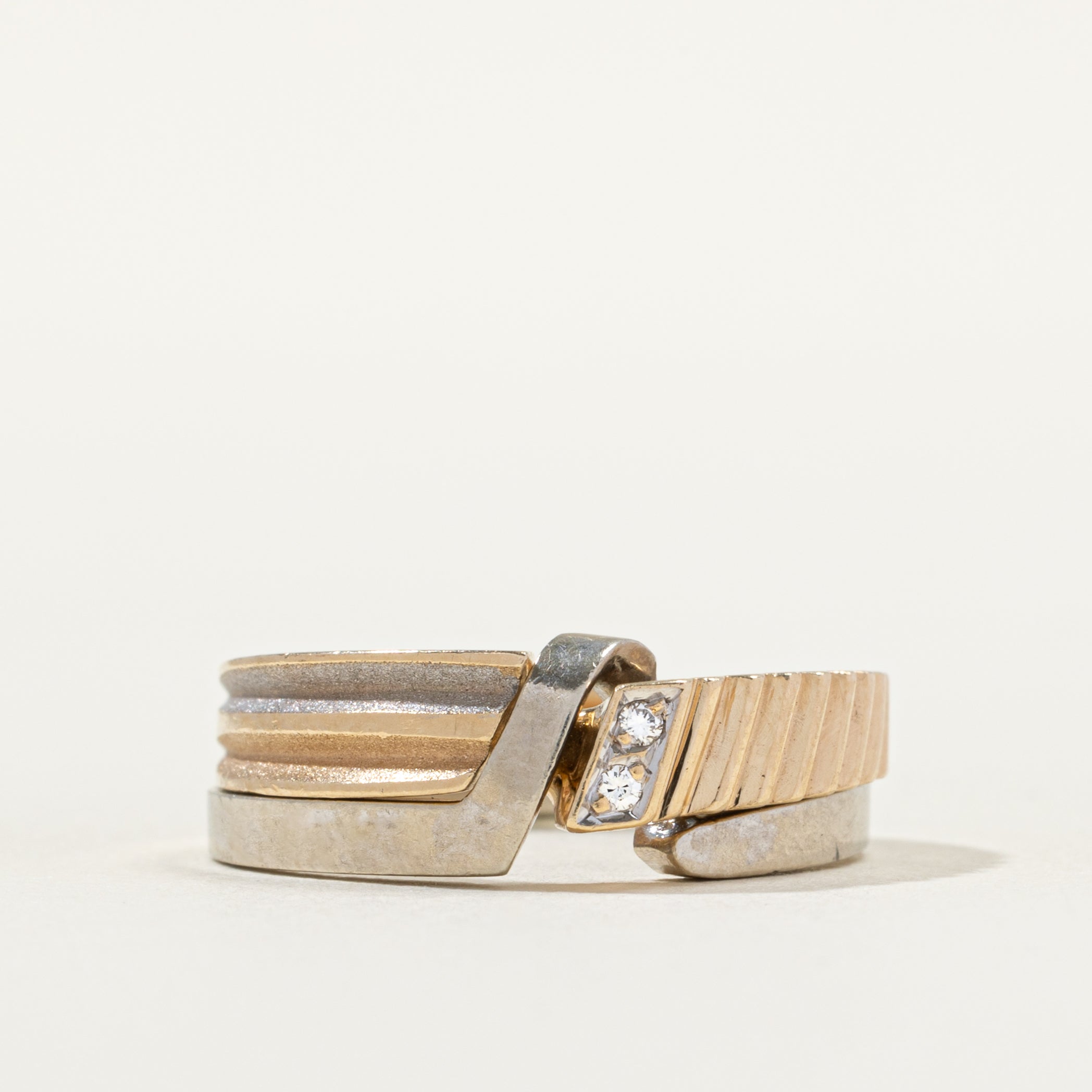 Two Tone Diamond Interlocking Band | SZ 7.0 |