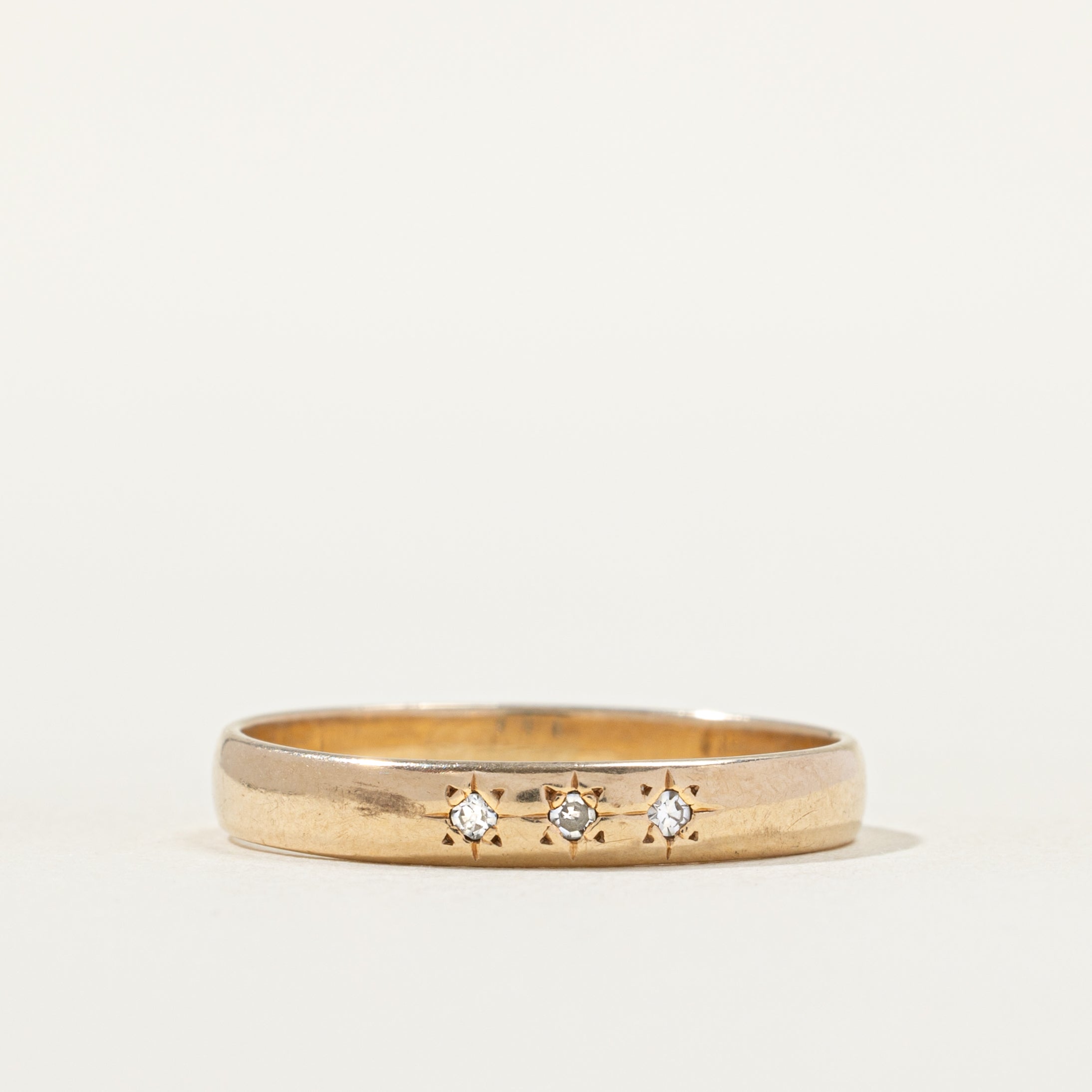 Three Stone Star Set Diamond Band | SZ 9.5 | 3.33mm |