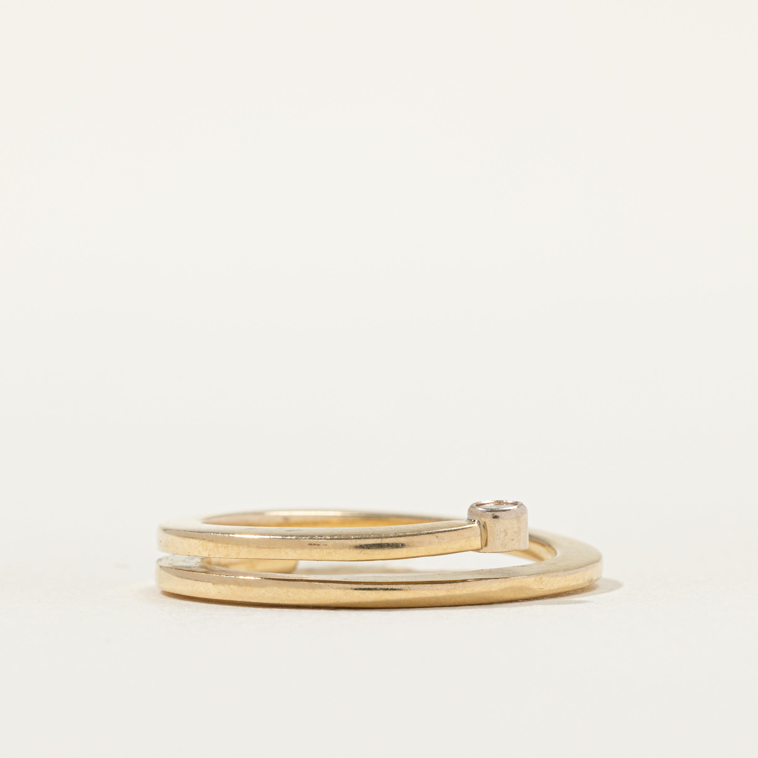 Bezel Set Side Diamond Bypass Ring | SZ 8.0 | 3.66mm |