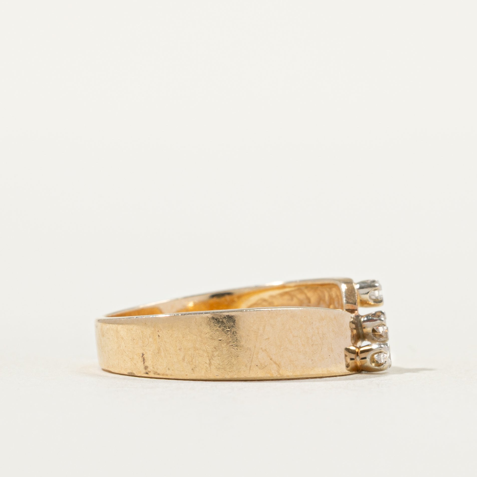 Diagonal Three Stone Diamond Band | SZ 4.25 |