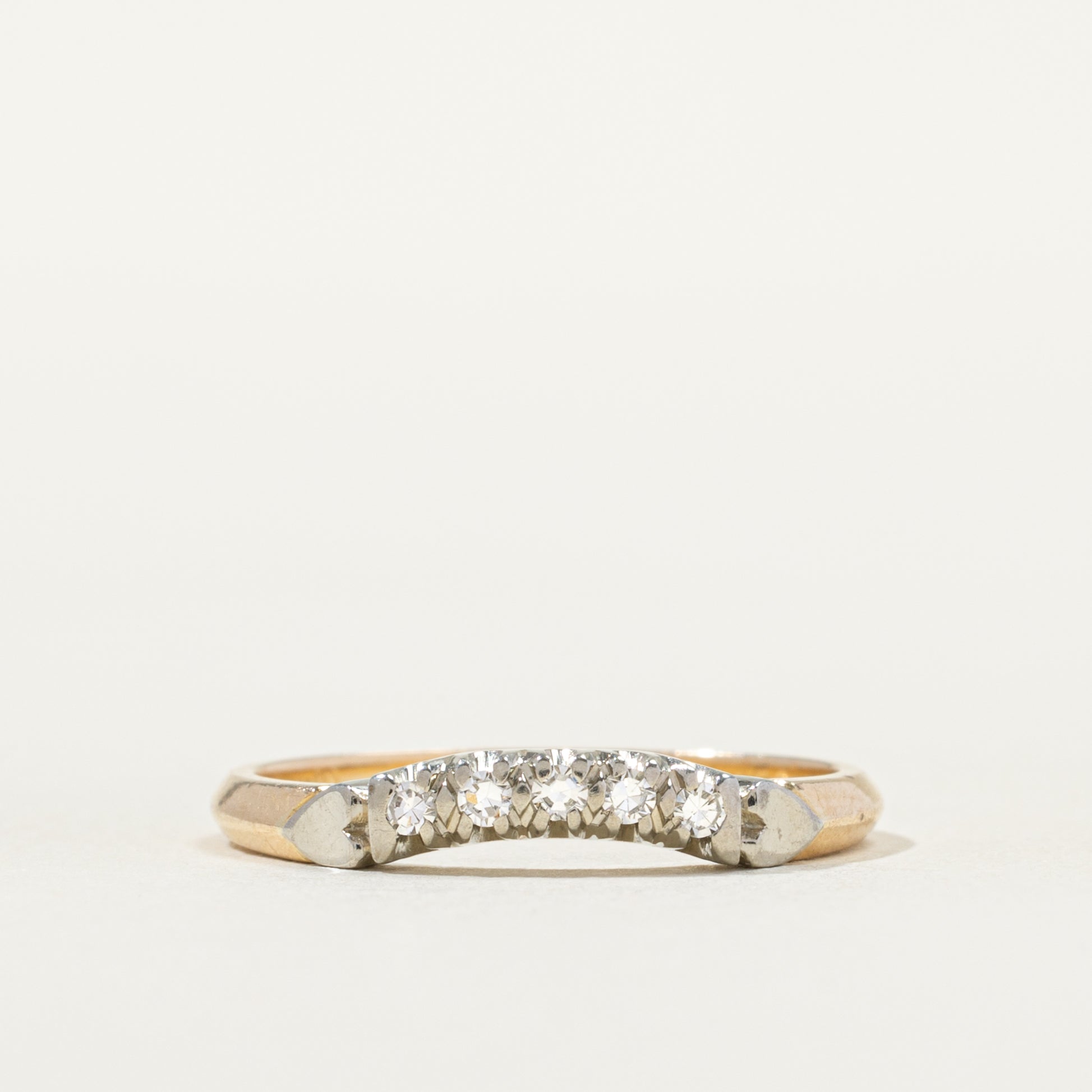 Two Tone Gold Five Stone Diamond Contour Ring | SZ 5.5 |