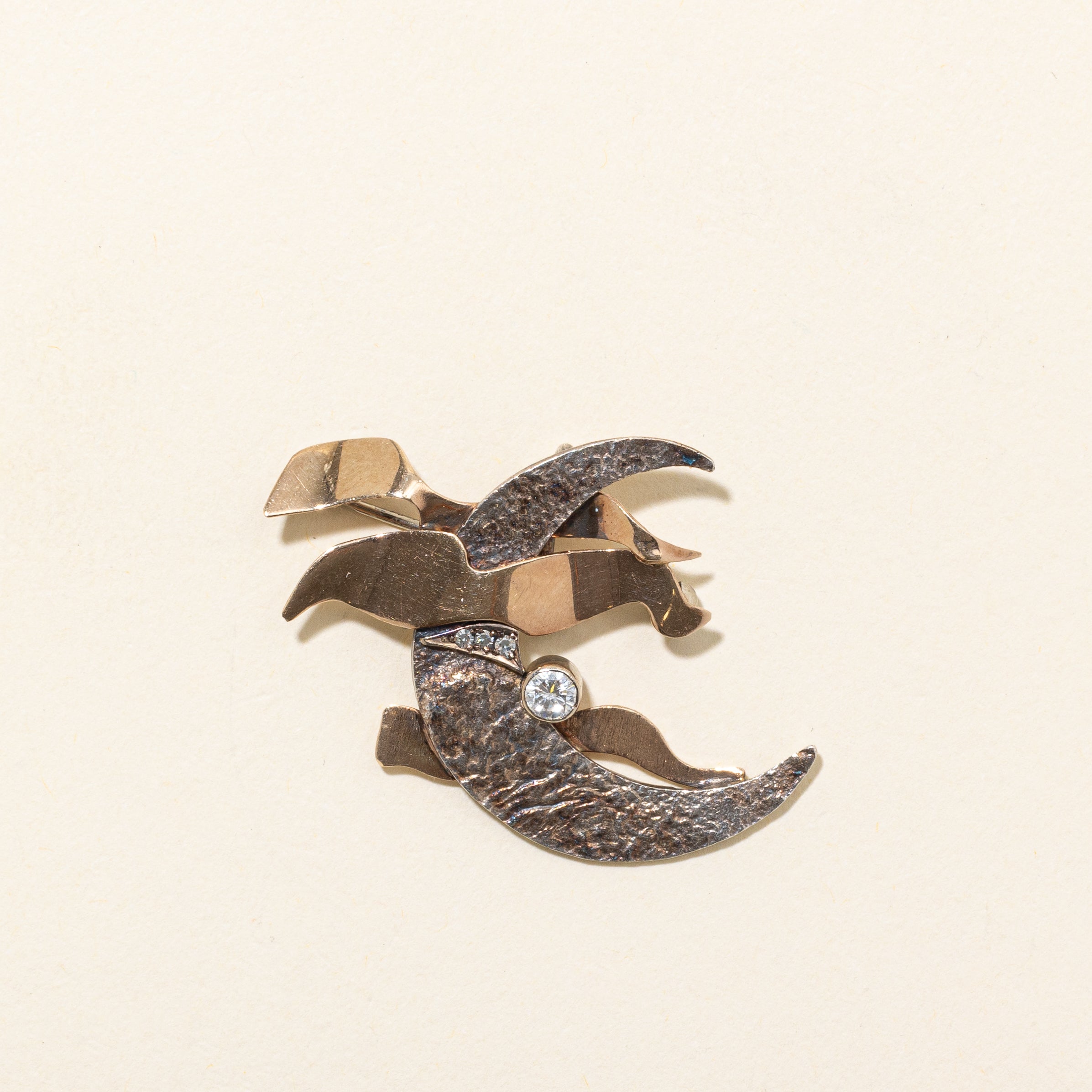 Textured Moon Diamond Brooch Pendant | 0.16ct |