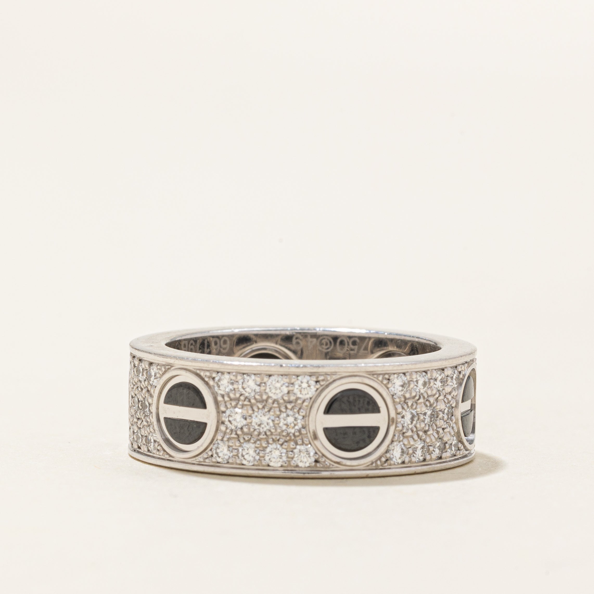 'Cartier' Love Ring, Classic Model, Paved, Ceramic | 0.74ctw | 6.5mm | SZ 5.25 |