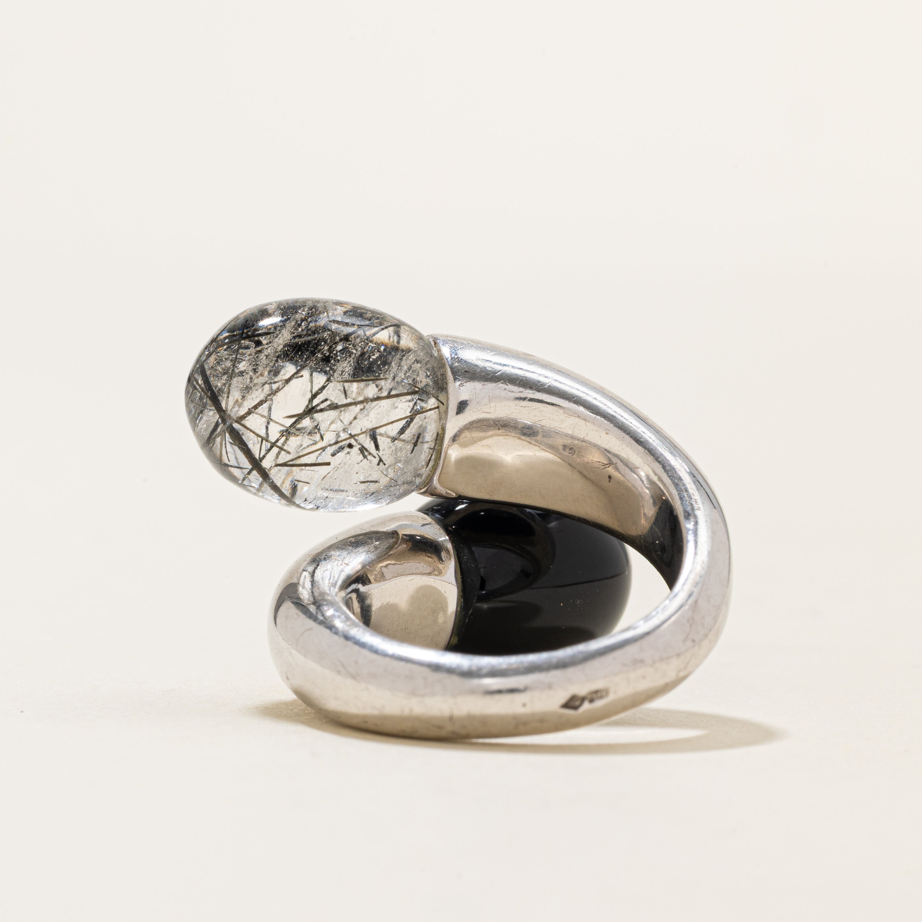 Bague en quartz et onyx sertie de diamants | 20,00 ct | Taille 5,75 |