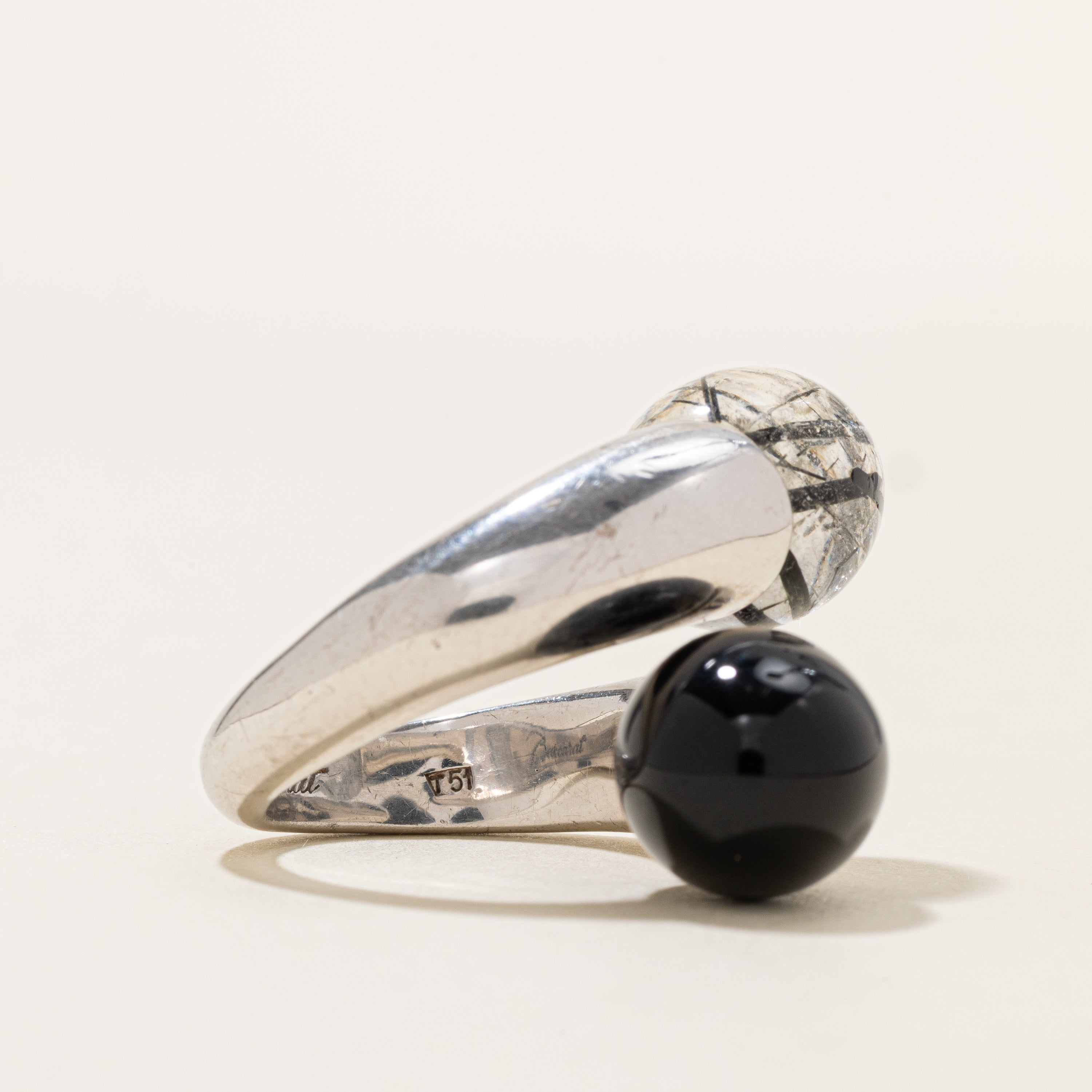 Bague en quartz et onyx sertie de diamants | 20,00 ct | Taille 5,75 |