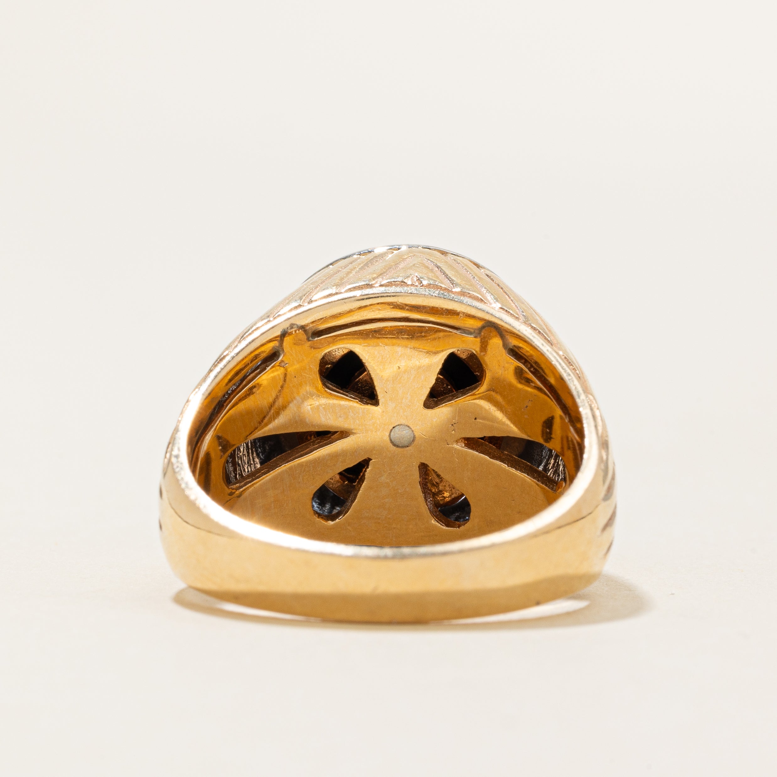 Spinning Onyx & Diamond Halo Cocktail Ring | 0.24ctw | SZ 9.5 |