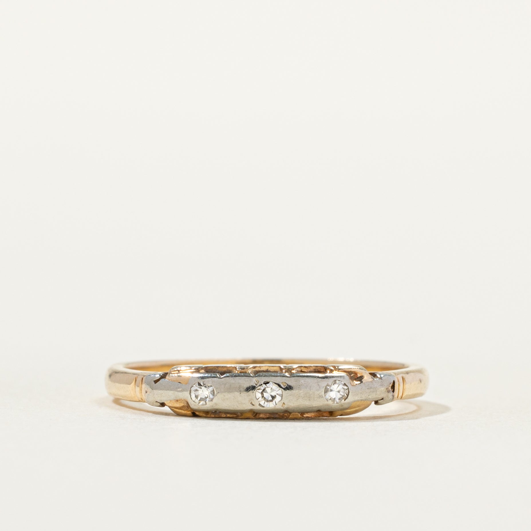 Two Tone Flush Set Diamond Band | SZ 5.25 |