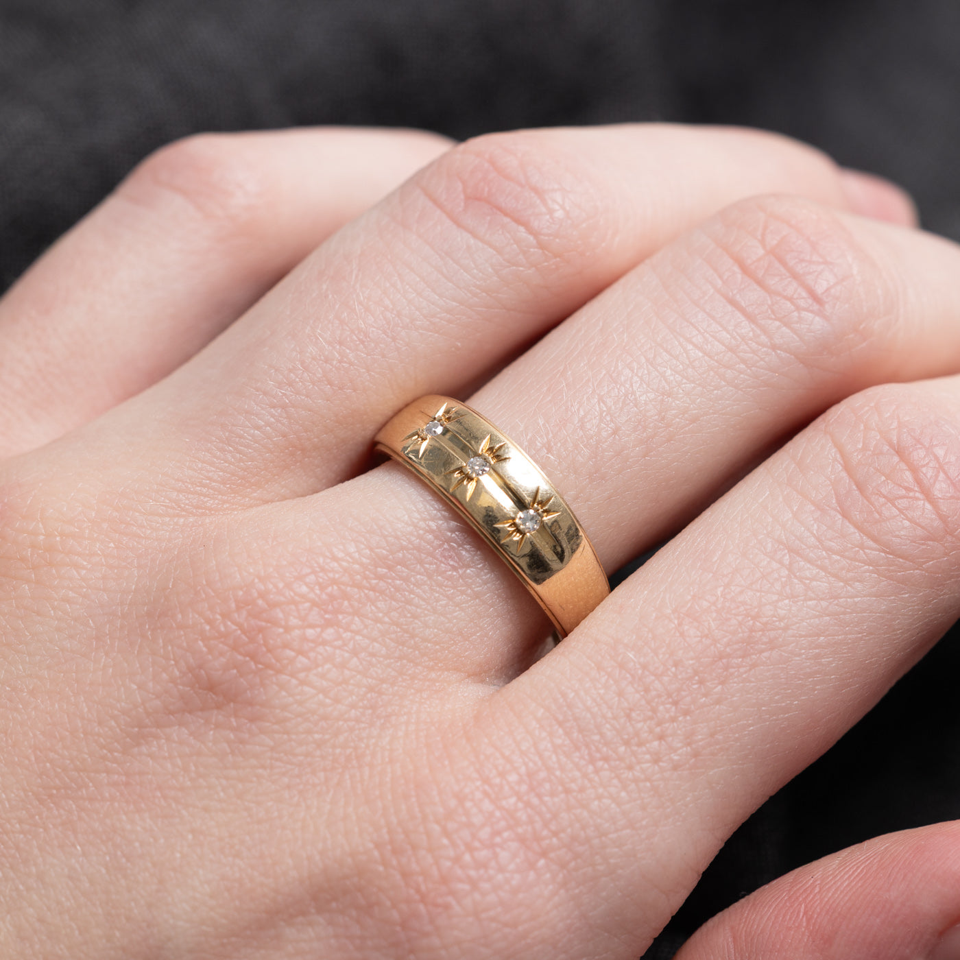 Three Stone Star Set Diamond Band | SZ 8.5 |