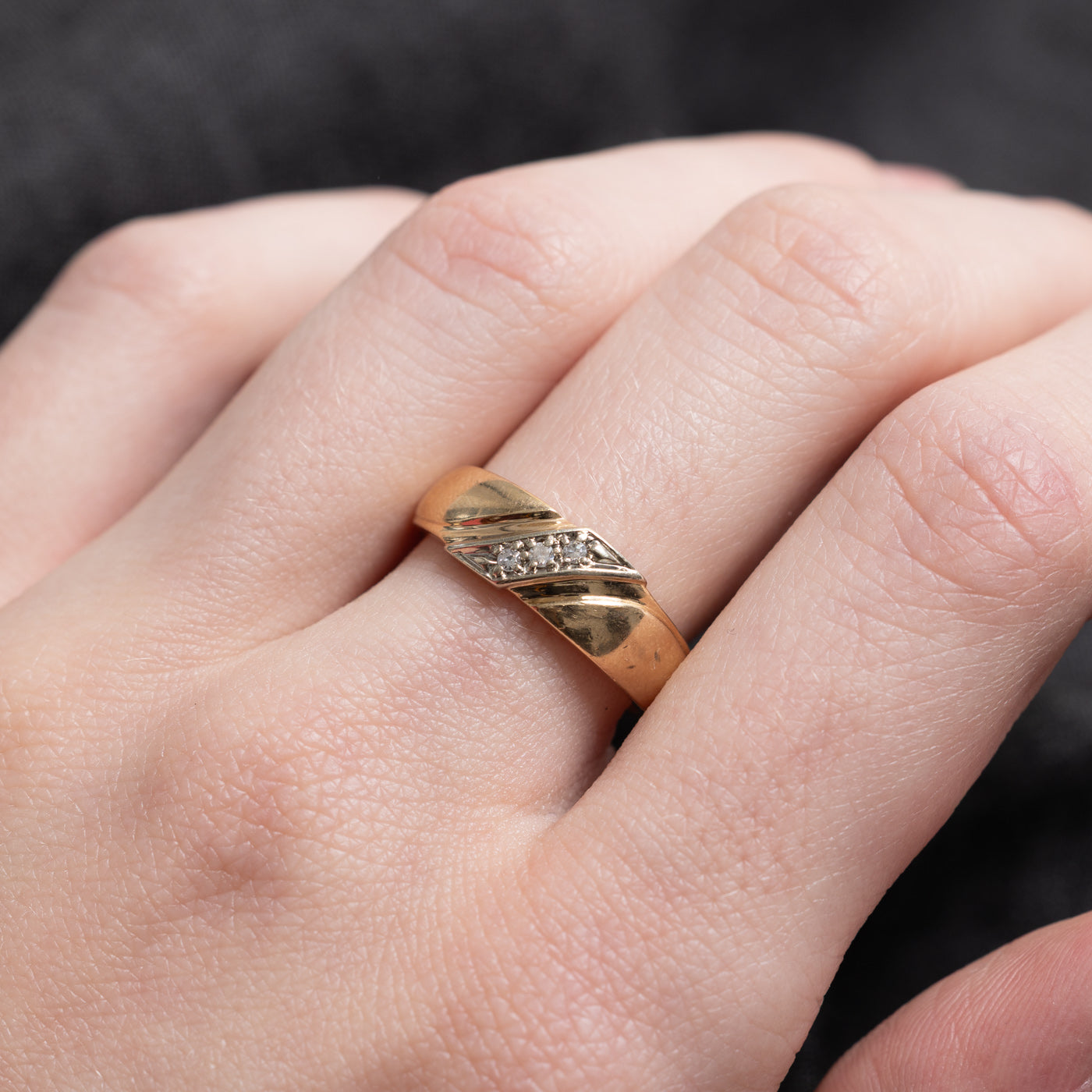 Diagonal Three Stone Diamond Band | SZ 7.0 |