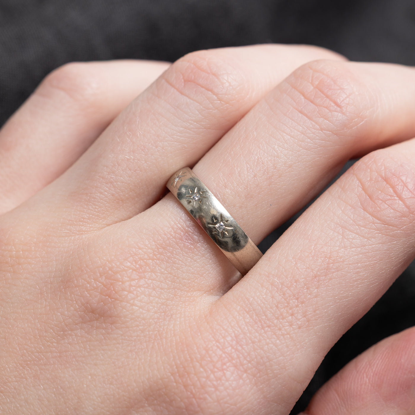 Three Stone Star Set Diamond Band | SZ 8.0 |