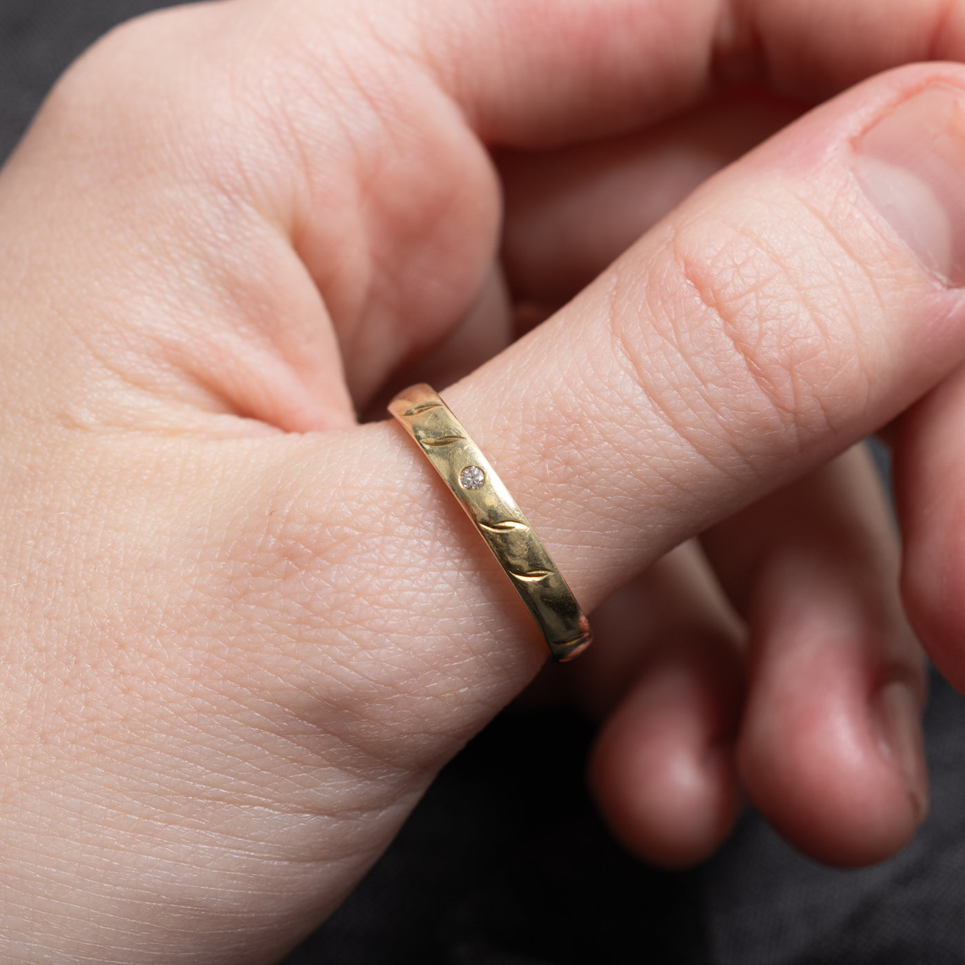 Flush Set Diamond Textured Band | 3.25mm | SZ 9.0 |