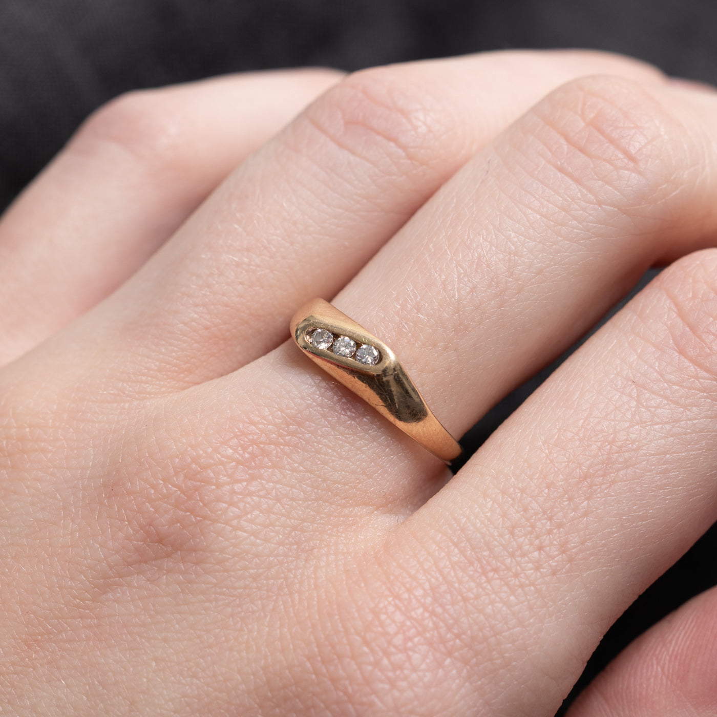 Channel Set Diagonal Three Stone Diamond Ring | SZ 6.75 |