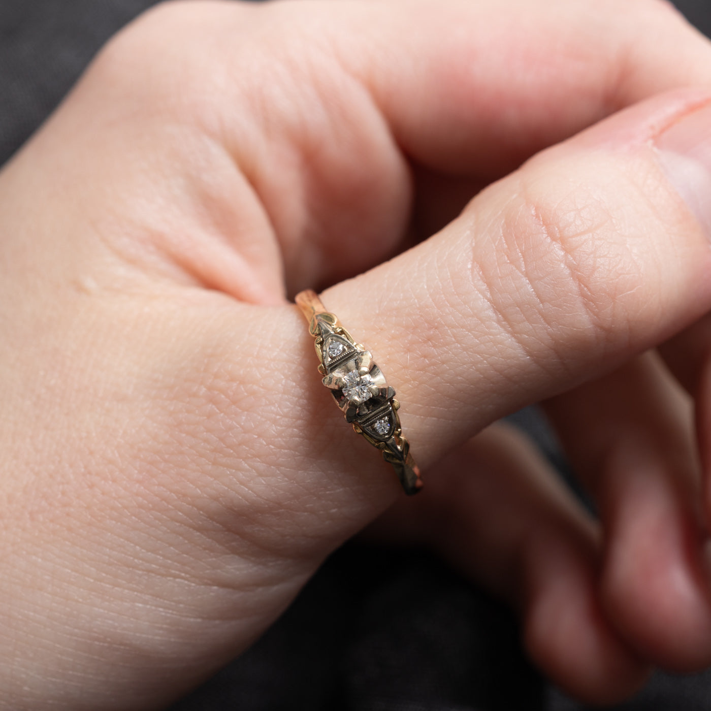 'Bluebird' Diamond Textured Ring | SZ 10.0 |