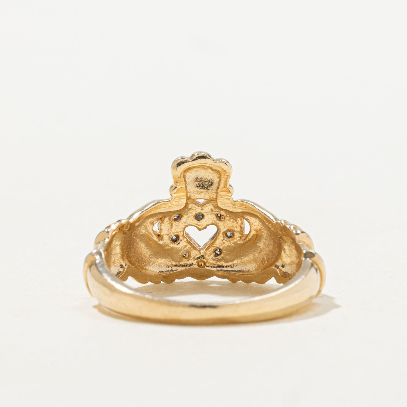 Pave Set Diamond Heart Claddagh Ring | SZ 6.25 |