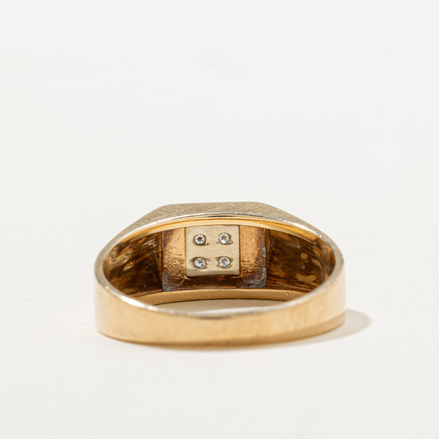 Diamond Grid Textured Signet Ring | SZ 9.5 |