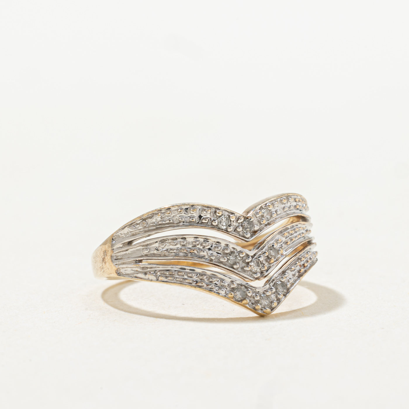 Multi Row Diamond Chevron Ring | SZ 4.0 |