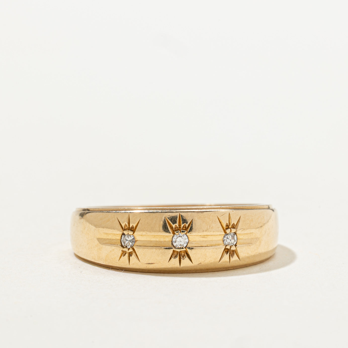 Three Stone Star Set Diamond Band | SZ 8.5 |