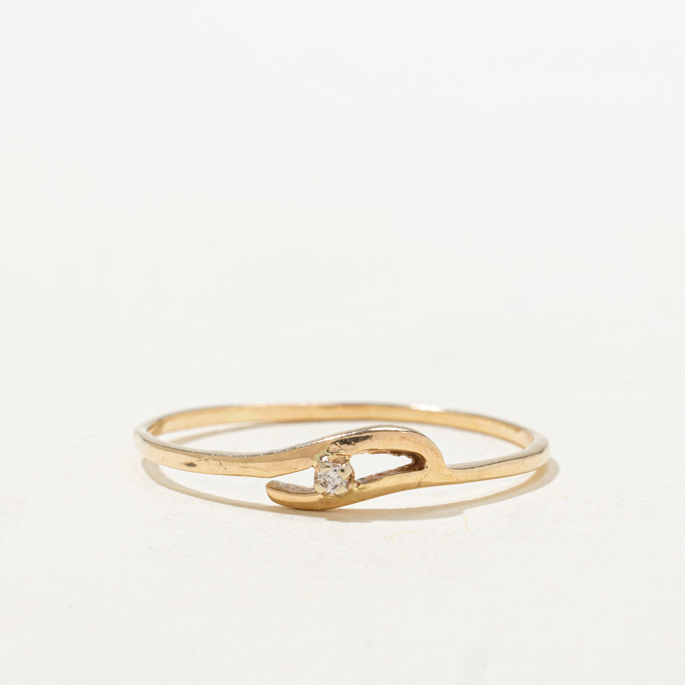 Diamond Thin Bypass Ring | SZ 10.0 |
