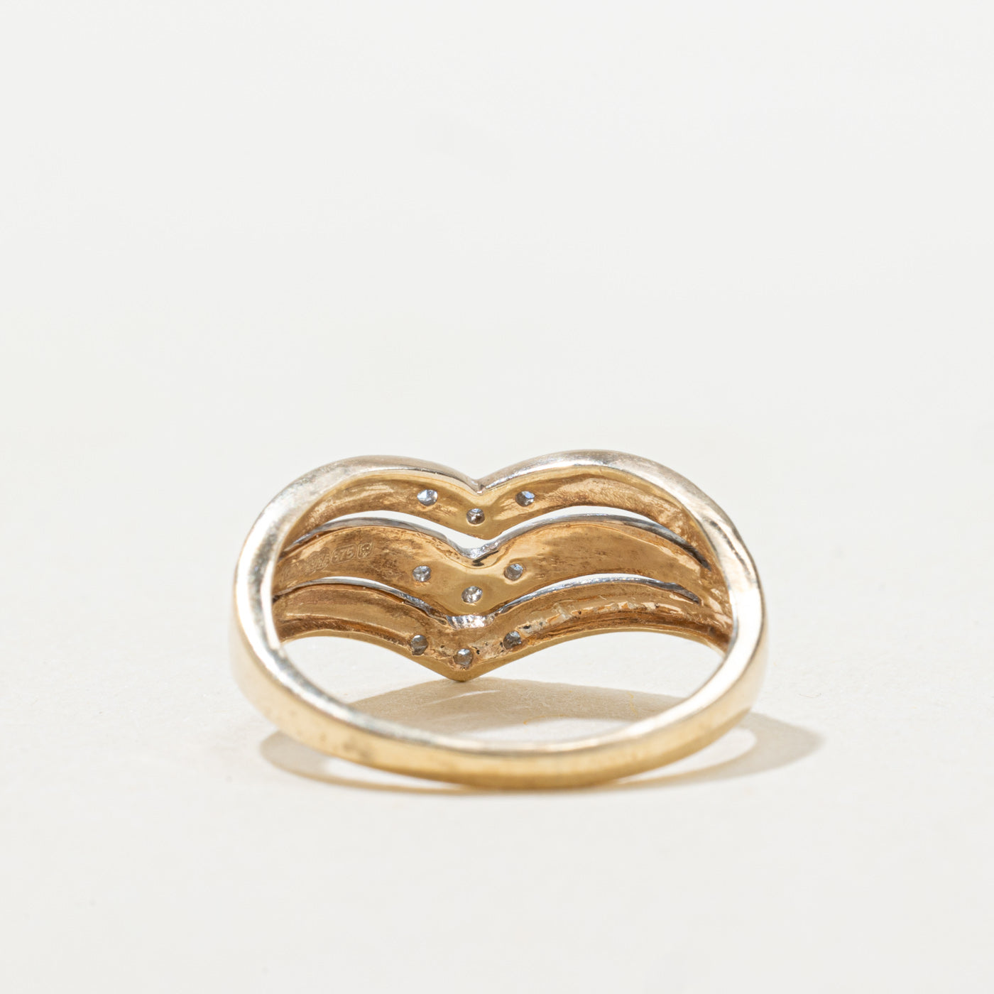 Multi Row Diamond Chevron Ring | SZ 4.0 |