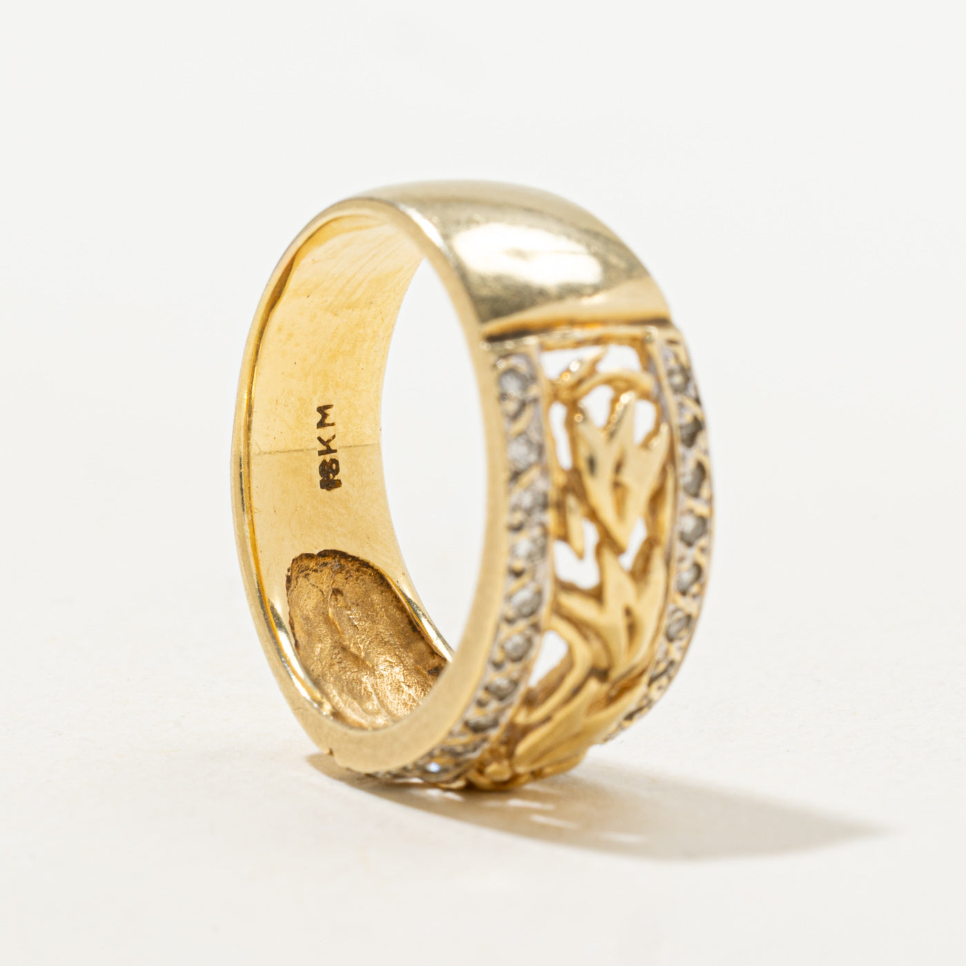 18k Diamond Edged Leaf Design Band | SZ 7.0 |