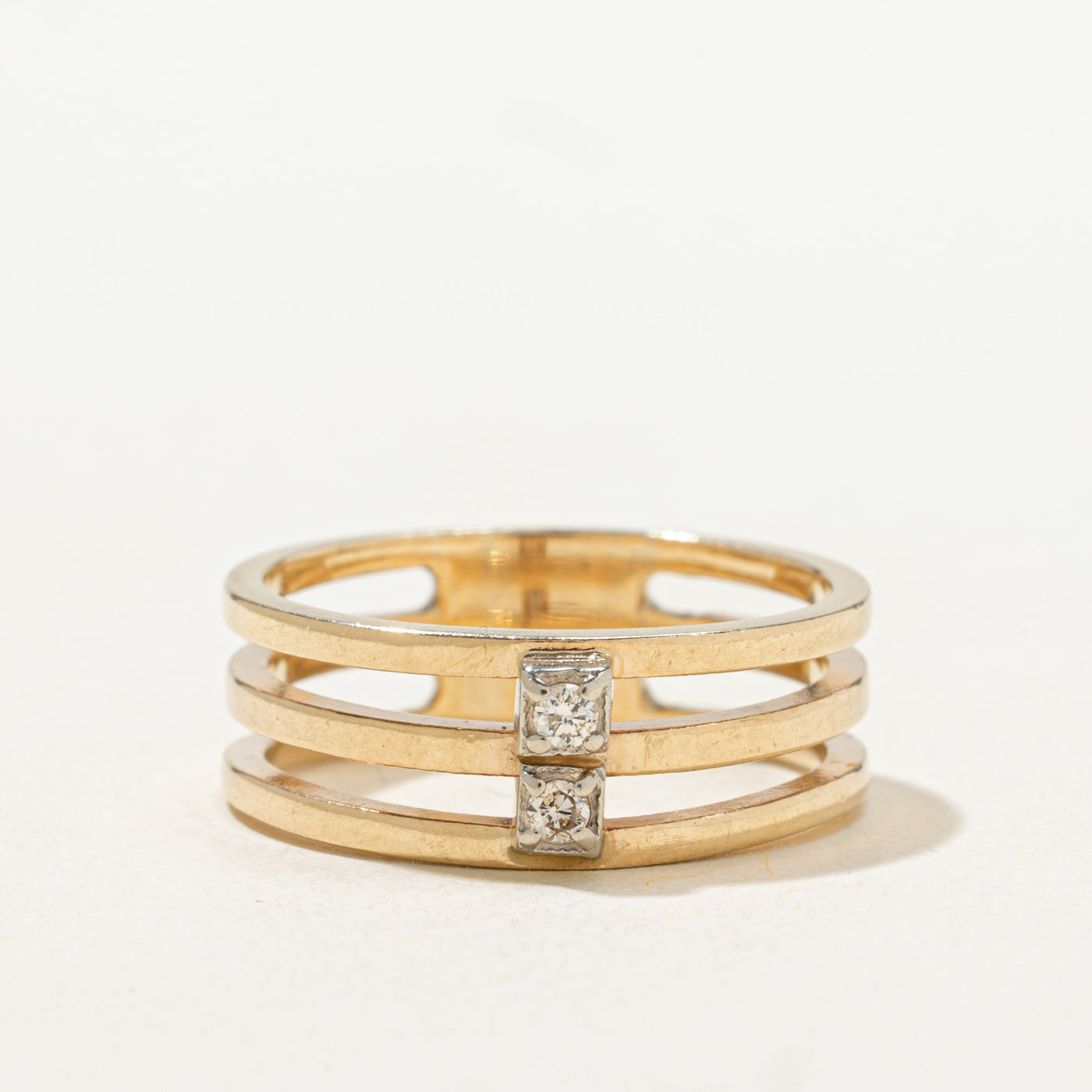 Diamond Column Open Layered Band | 7.15mm | SZ 7.5 |