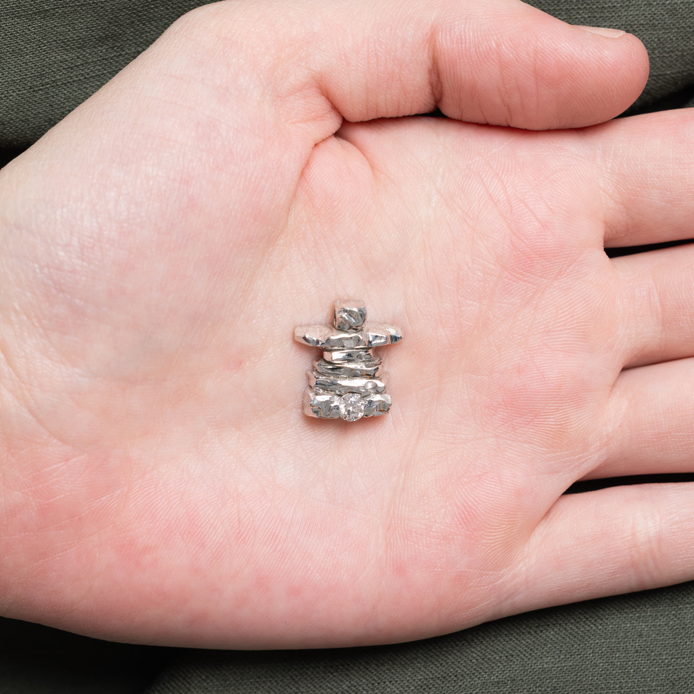 Diamond Inukshuk Pendant