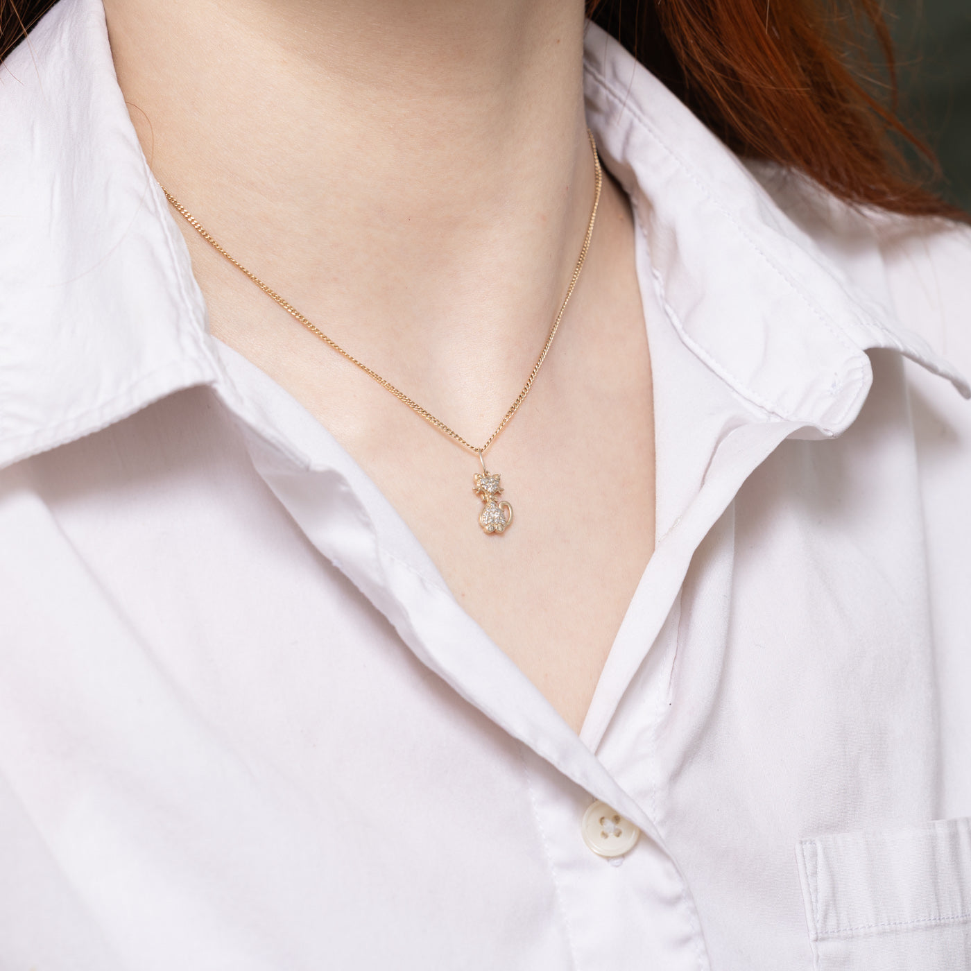 Pave Set Diamond Cat Charm
