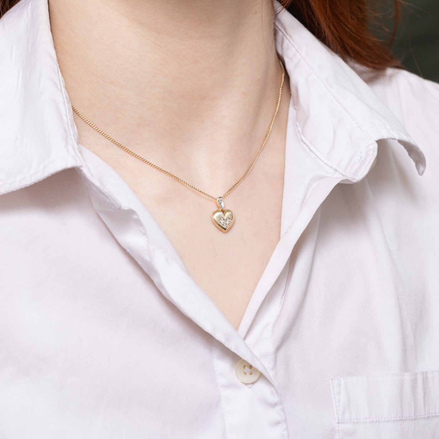 Diamond Puffed Heart Pendant