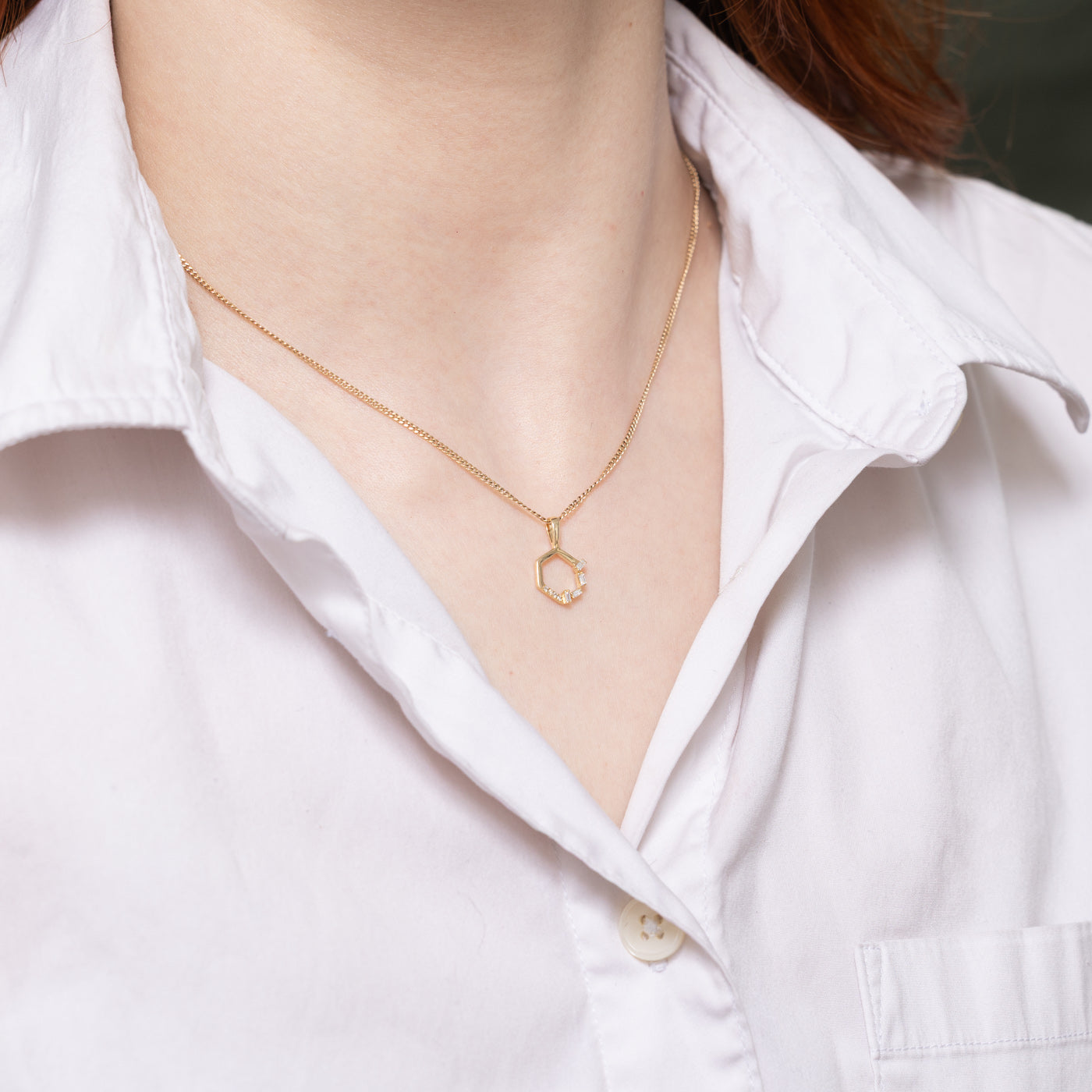Mix Cut Diamond Hexagon Pendant