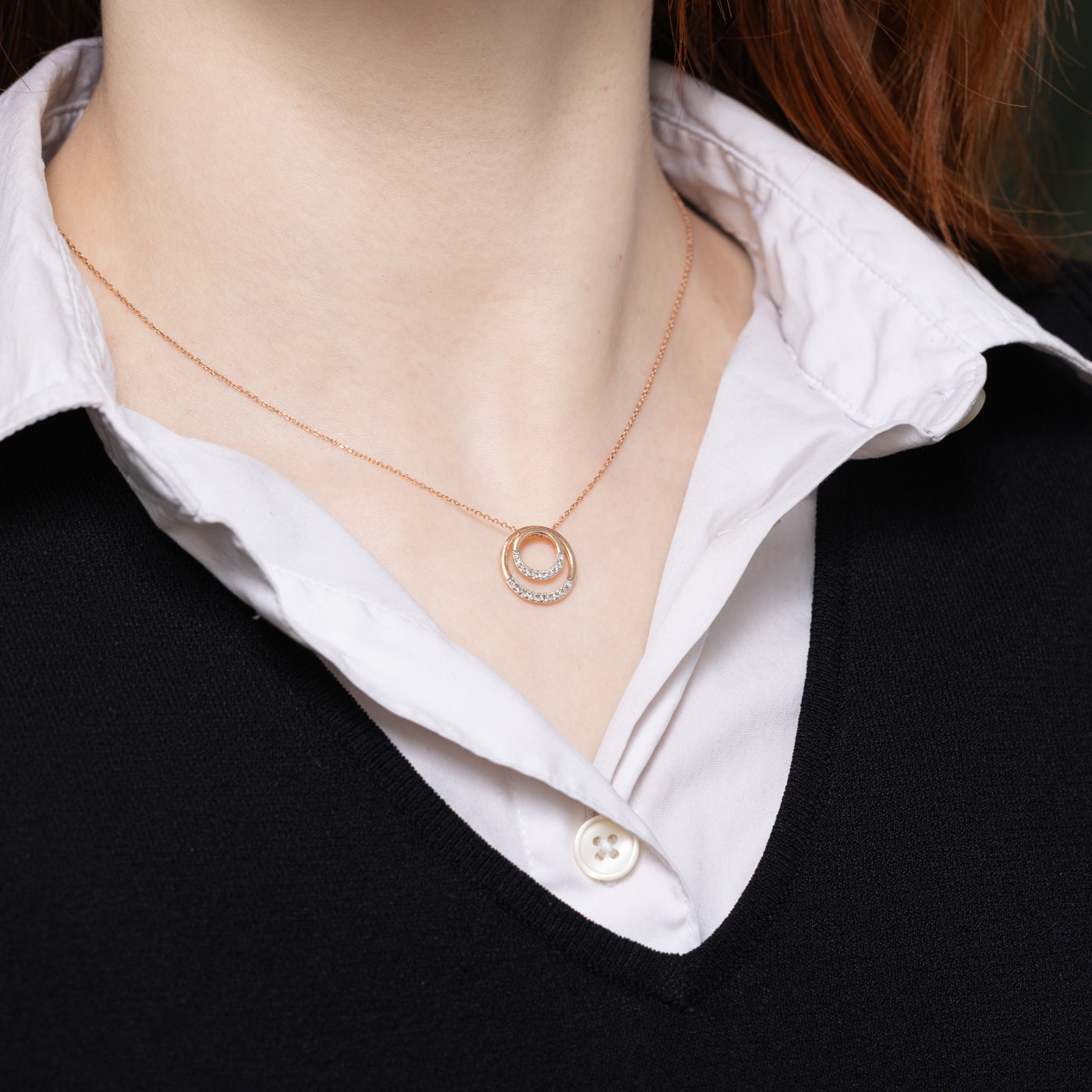 Pave Set Diamond Circles Pendant